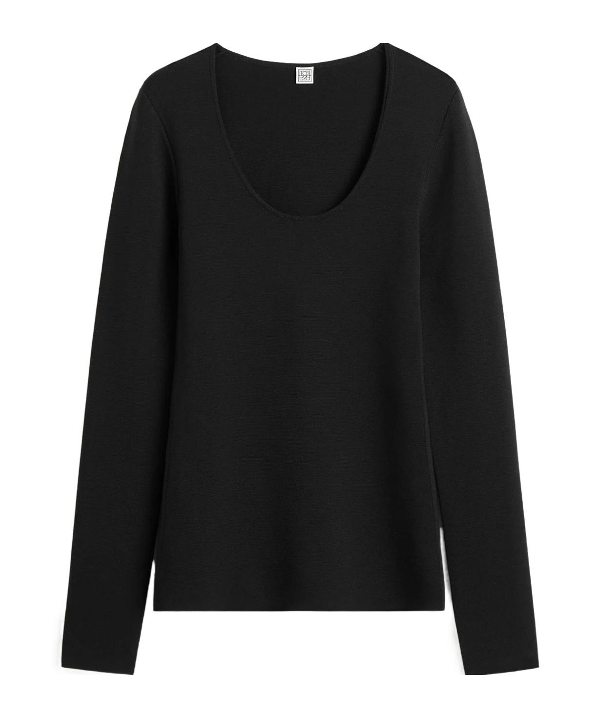 Totême Womens Black Ribbed Scoop-neck Stretch-wool Blend Top In Black