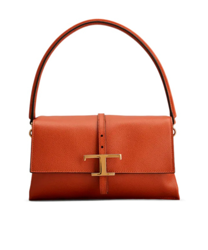 Tod's T Timeless Leather Mini Clamshell Bag In Red