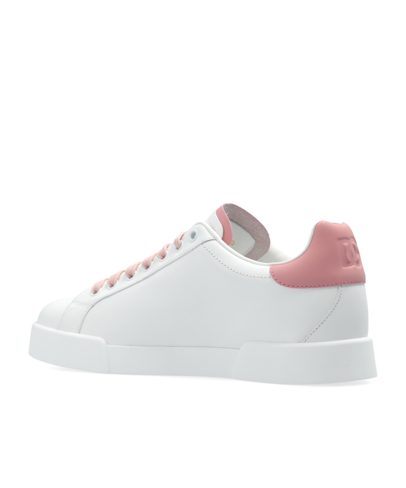 Dolce & Gabbana Portofino Low-top Leather Sneakers With Lateral Monogram In Pink