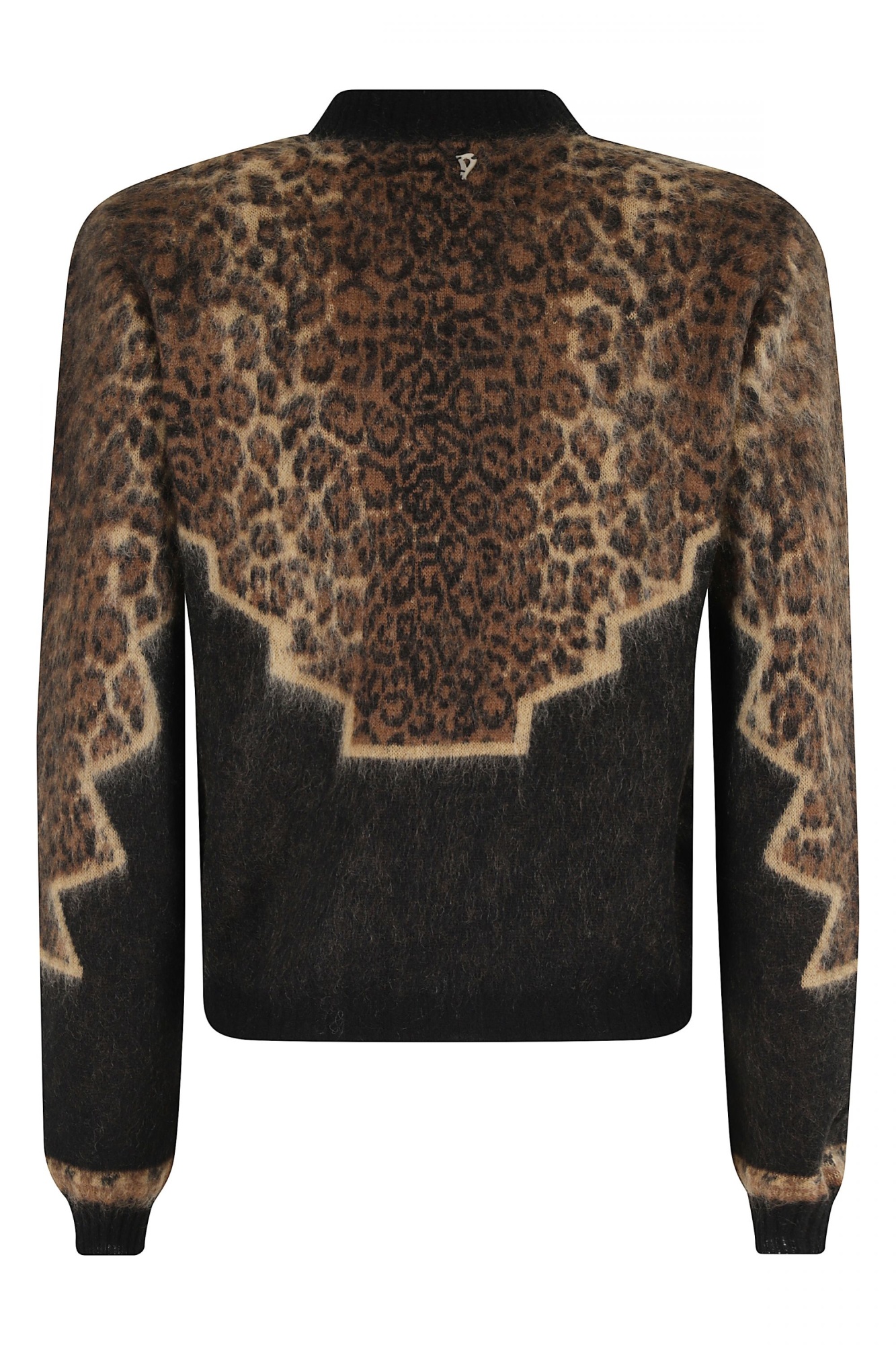Dondup Leopard-print Geometric-pattern Sweater In Black