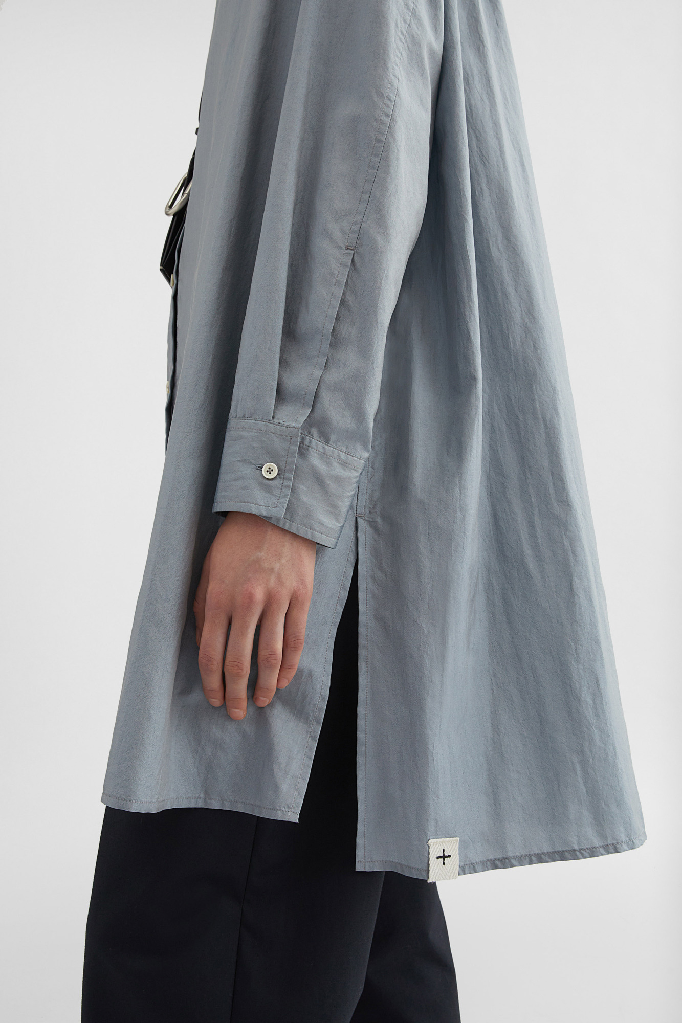 Jil Sander Buttoned Long Shirt In Gray