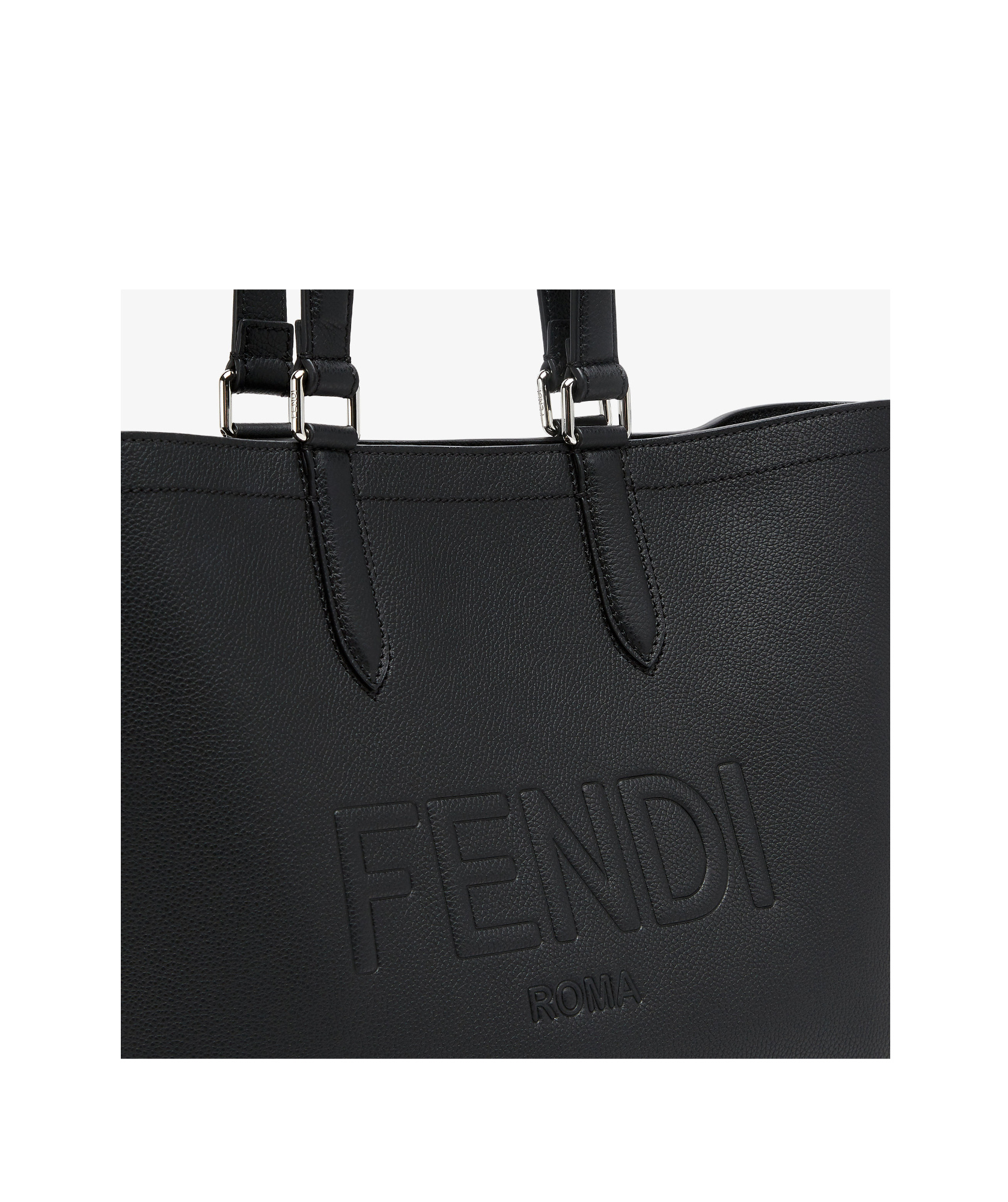 Fendi Roma Logo Embossed Tote Bag In Black