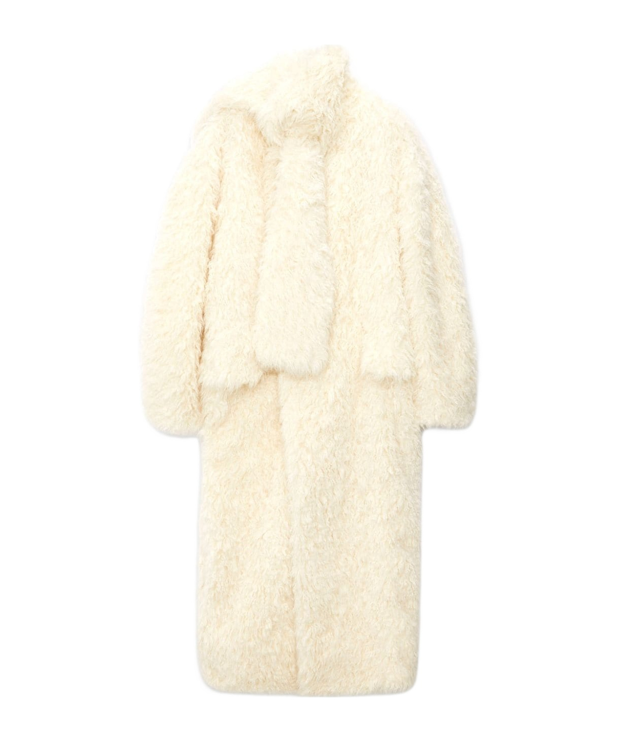 Msgm Scarf-detailing Coat In White