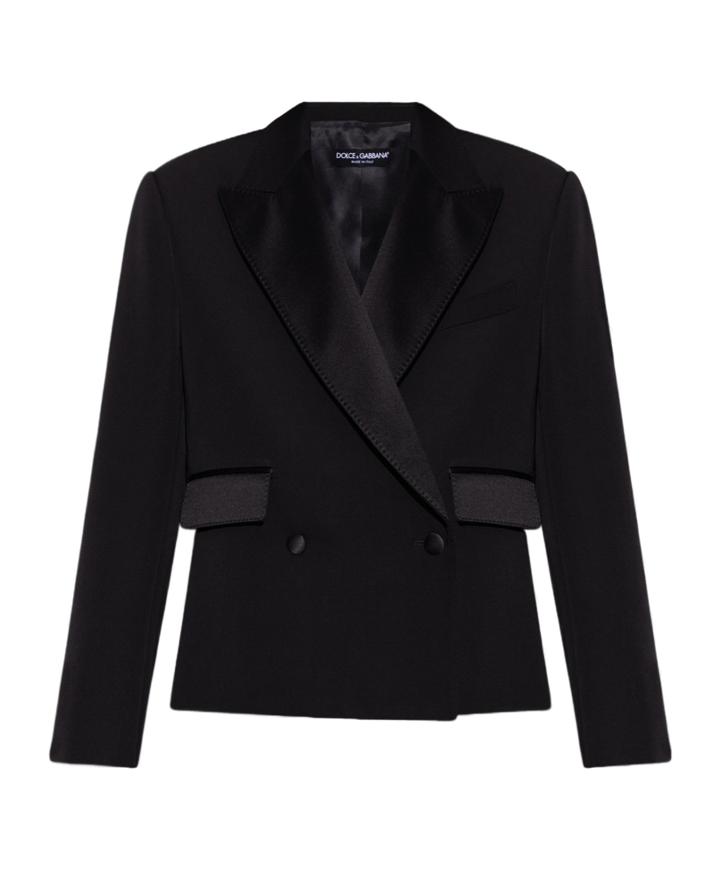Dolce & Gabbana Double-breasted Gabardine Tuxedo Jacket In Black