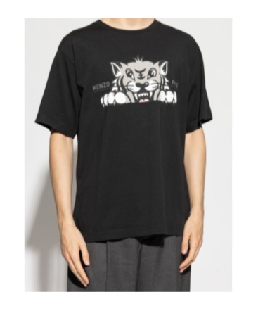 Kenzo Black Oversized T-shirt With Print