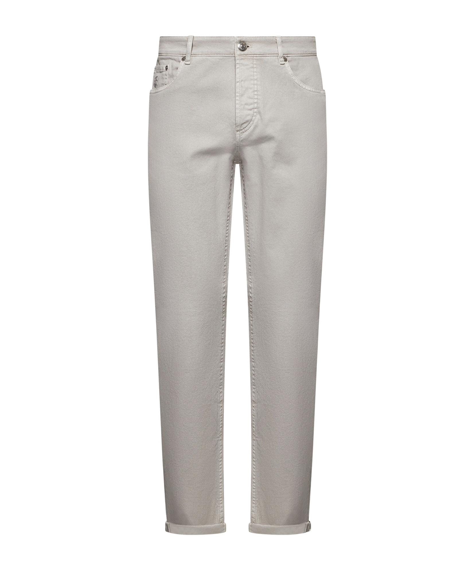 Brunello Cucinelli Beige Denim Traditional Fit Jeans In Gray