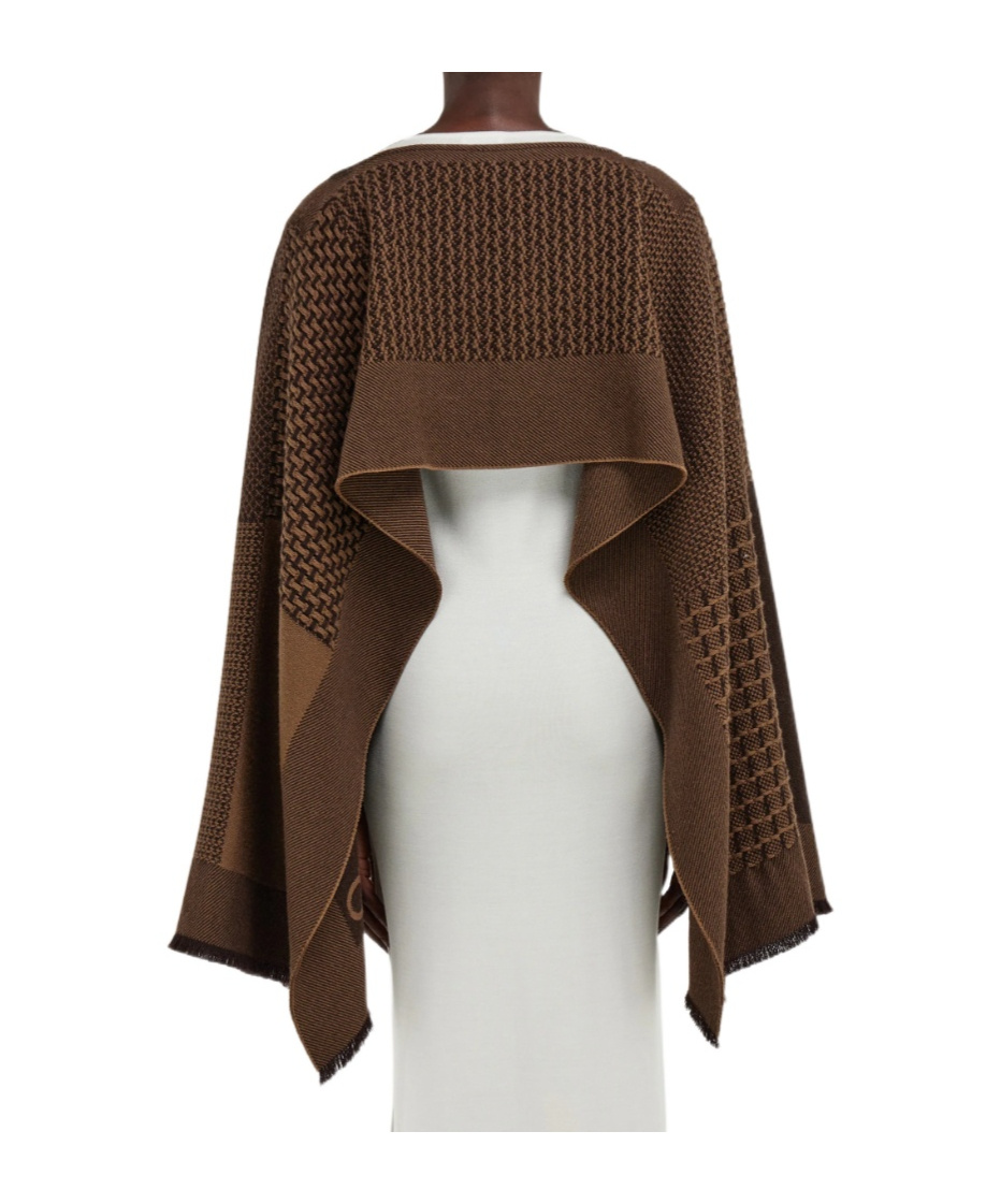 Ferragamo Jacquard Cape In Brown