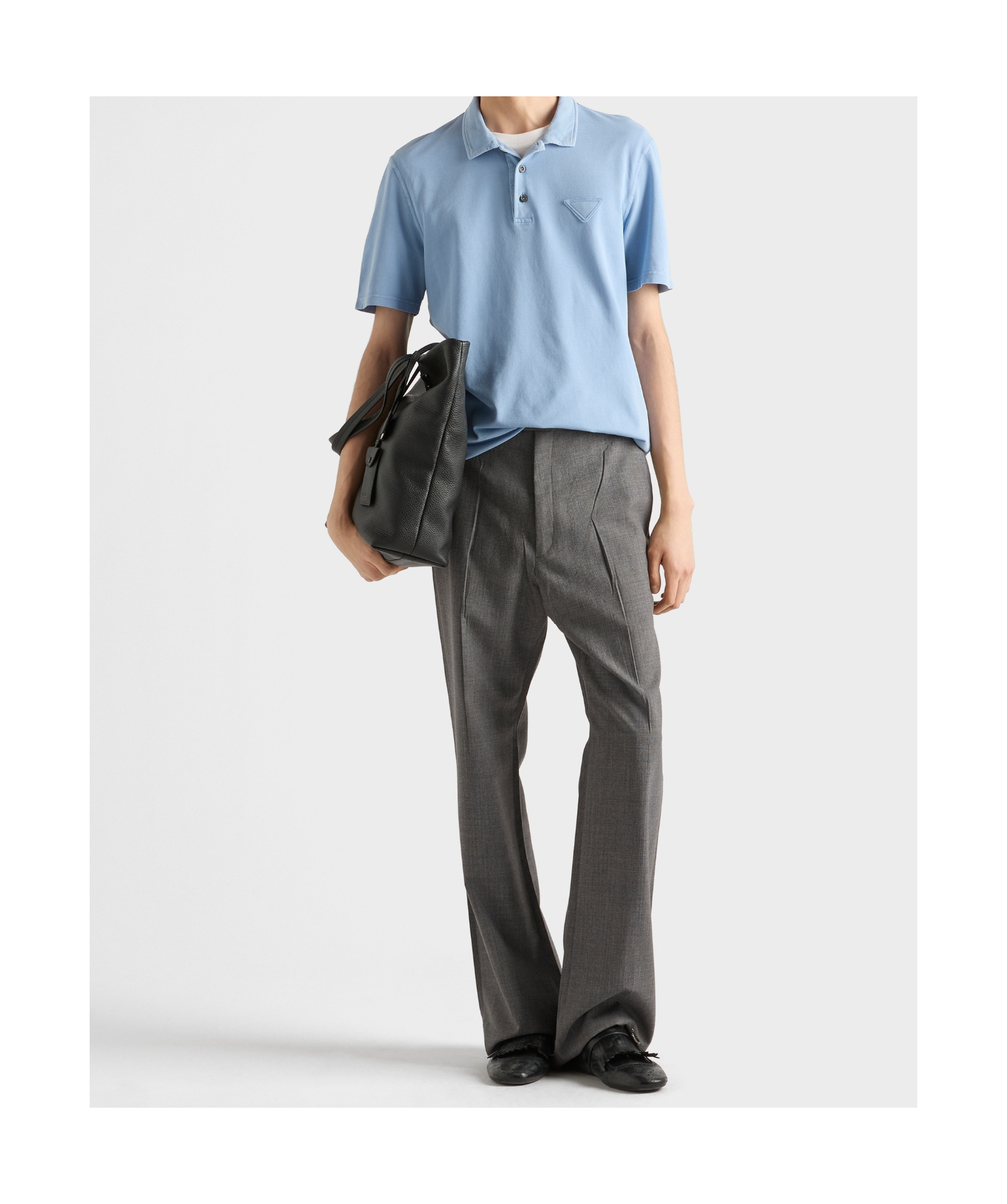 Shop Prada Short-sleeved Piqué Polo Shirt In Periwinkle Blue