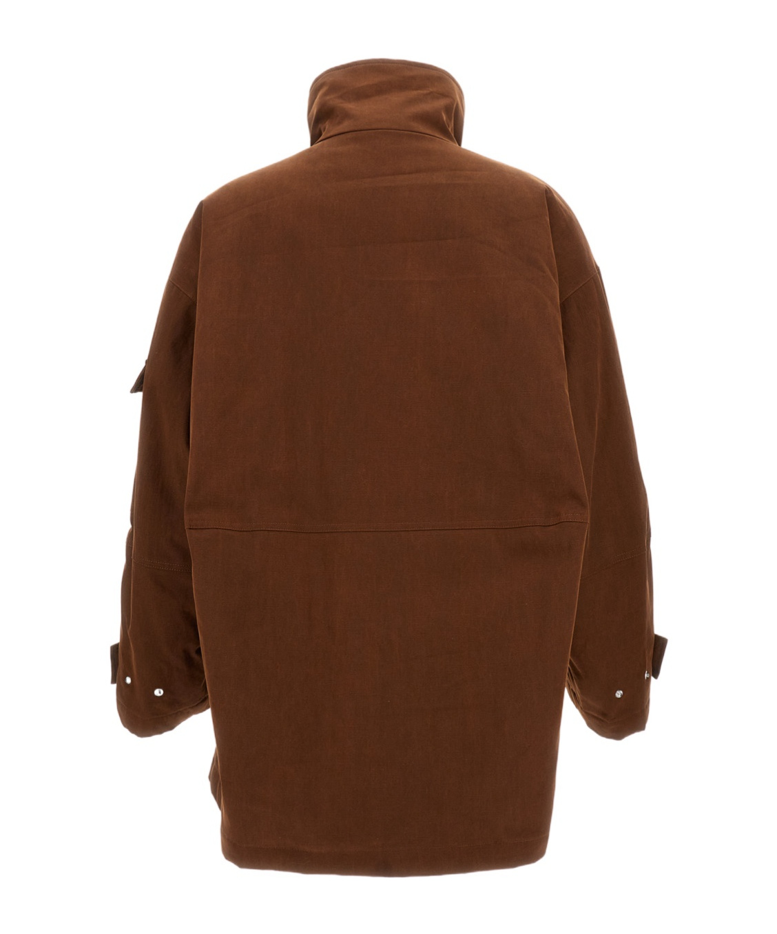Plan C Delave Twill Military Jacket In Brown