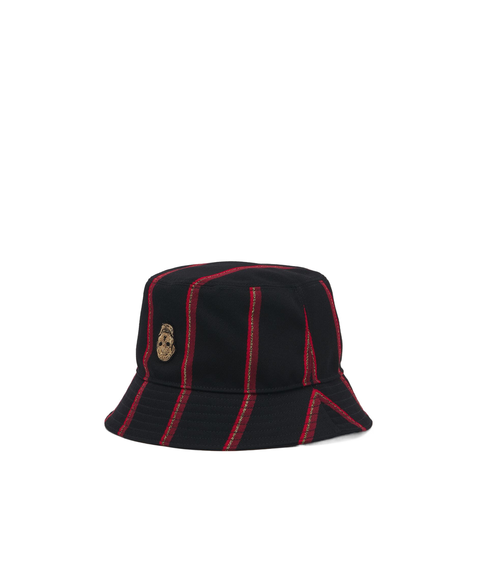 Alexander Mcqueen Men's Wool College Stripe Skull Bucket Hat In Black