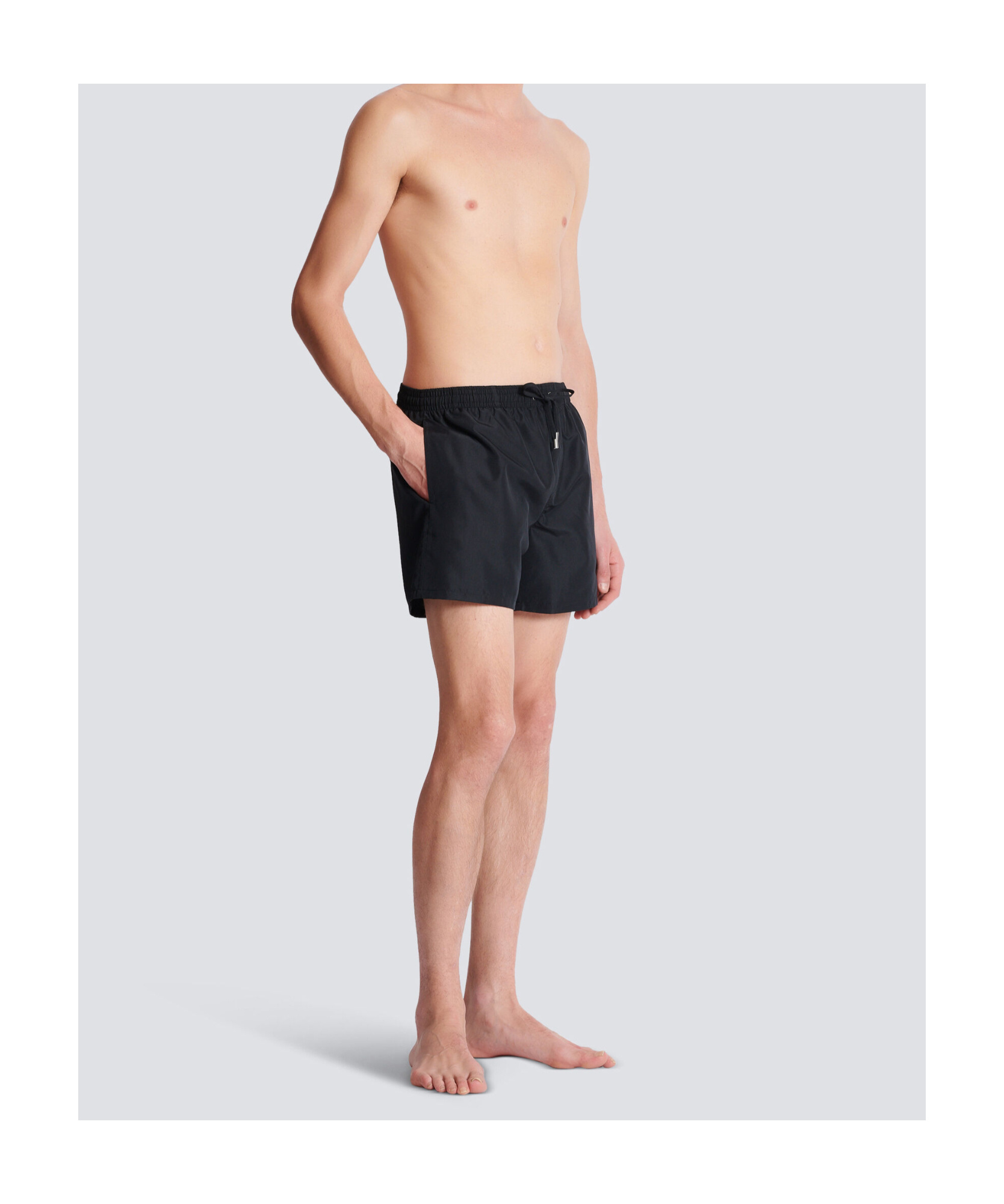 Shop Balmain Logo Swim Shorts In Black