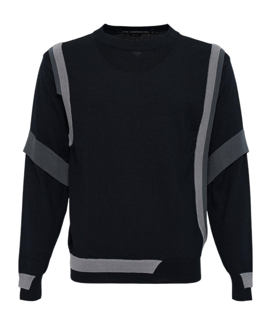 Andersson Bell Multi-layered Crew Neck Sweater In Black