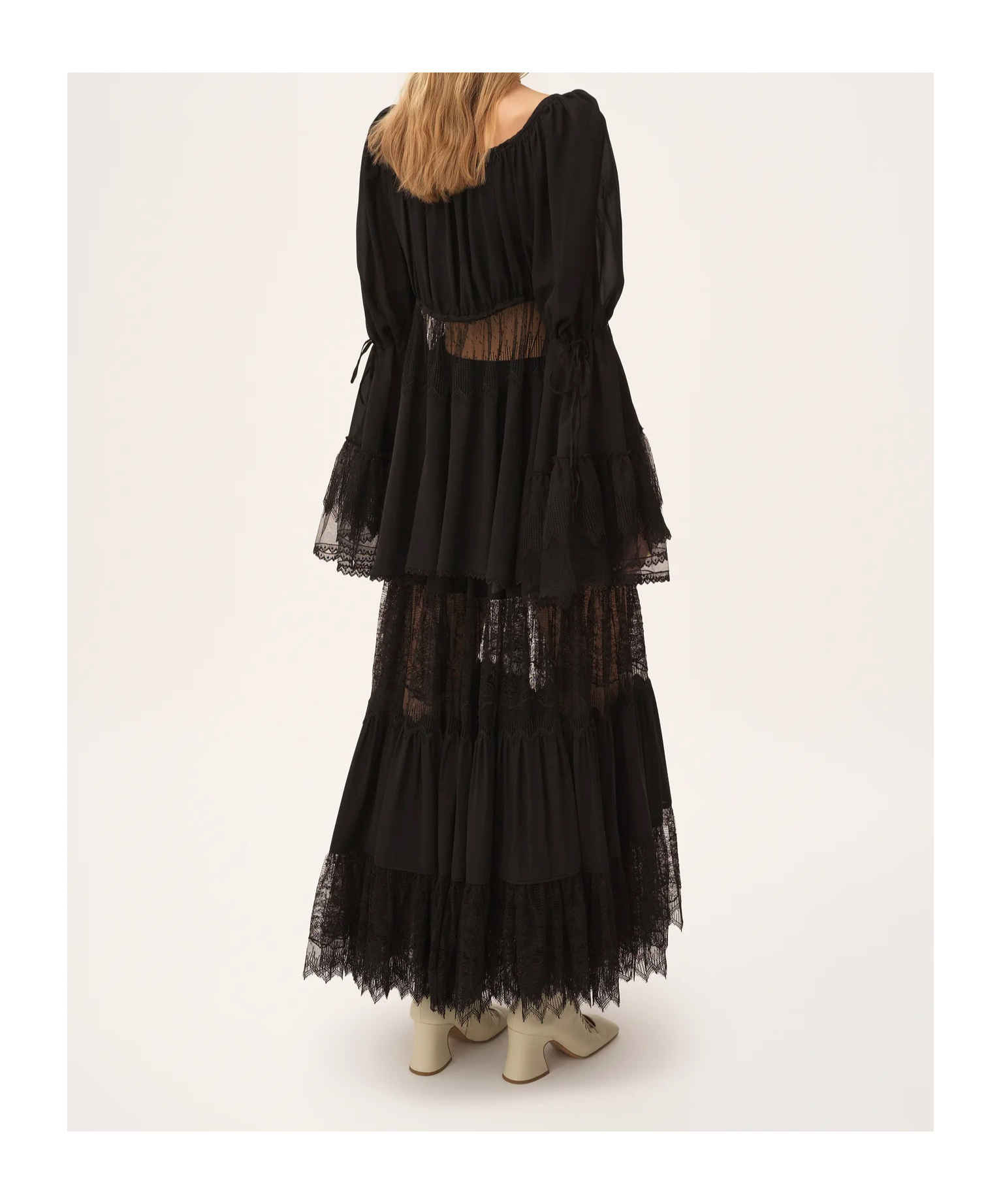 Chloé Chloe Lace-embellished Silk-chiffon Maxi Skirt In Black