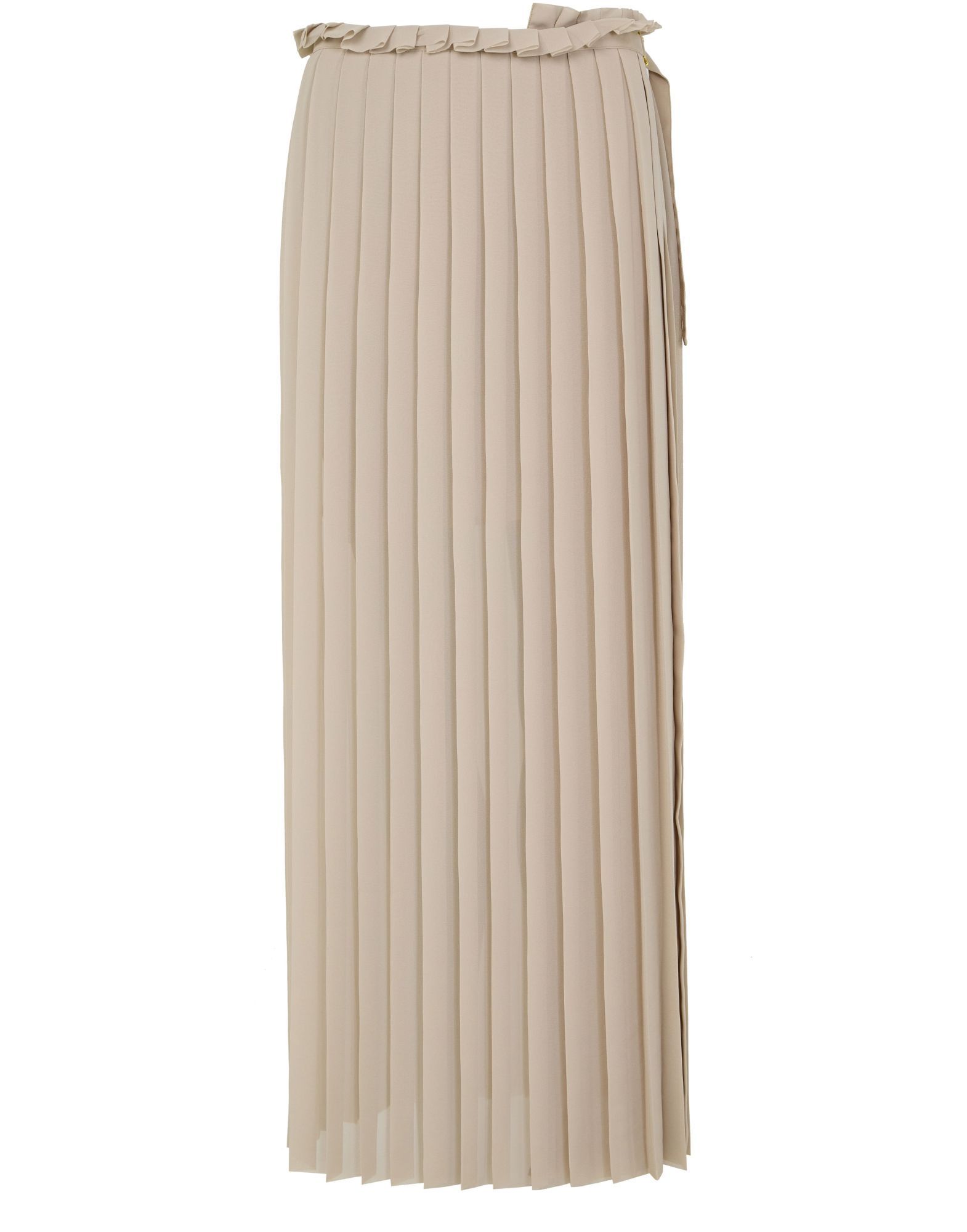 Ami Alexandre Mattiussi Belted Pleated Crepe Maxi Skirt In Nude