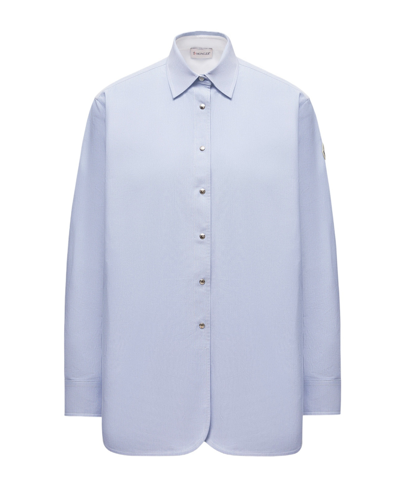 Moncler Oxford Cotton Long Sleeve Shirt In Blue