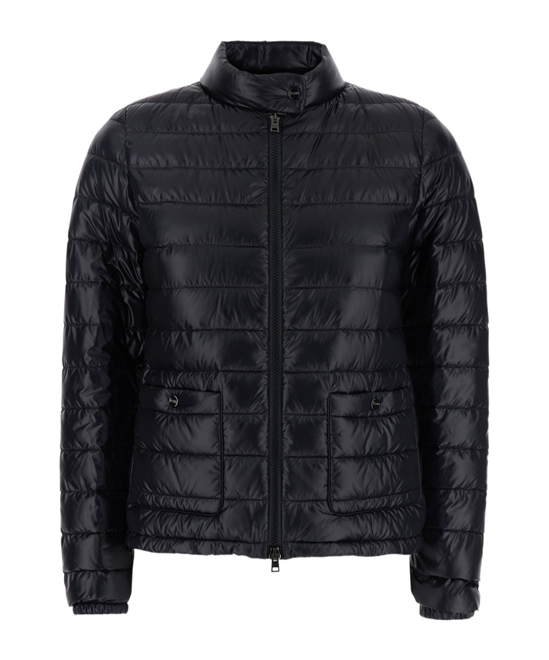 Herno Women Black Quilted Down Jacket With Raised Collar And Front Pockets In Tech Fabric Woman In Black