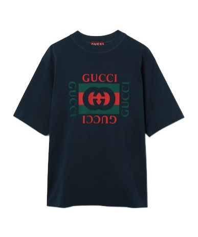 Gucci Interlocking G-print Cotton T-shirt In Blue
