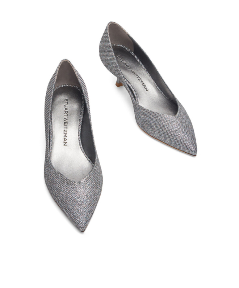 Stuart Weitzman Eva 35mm Glitter Pumps In Gray