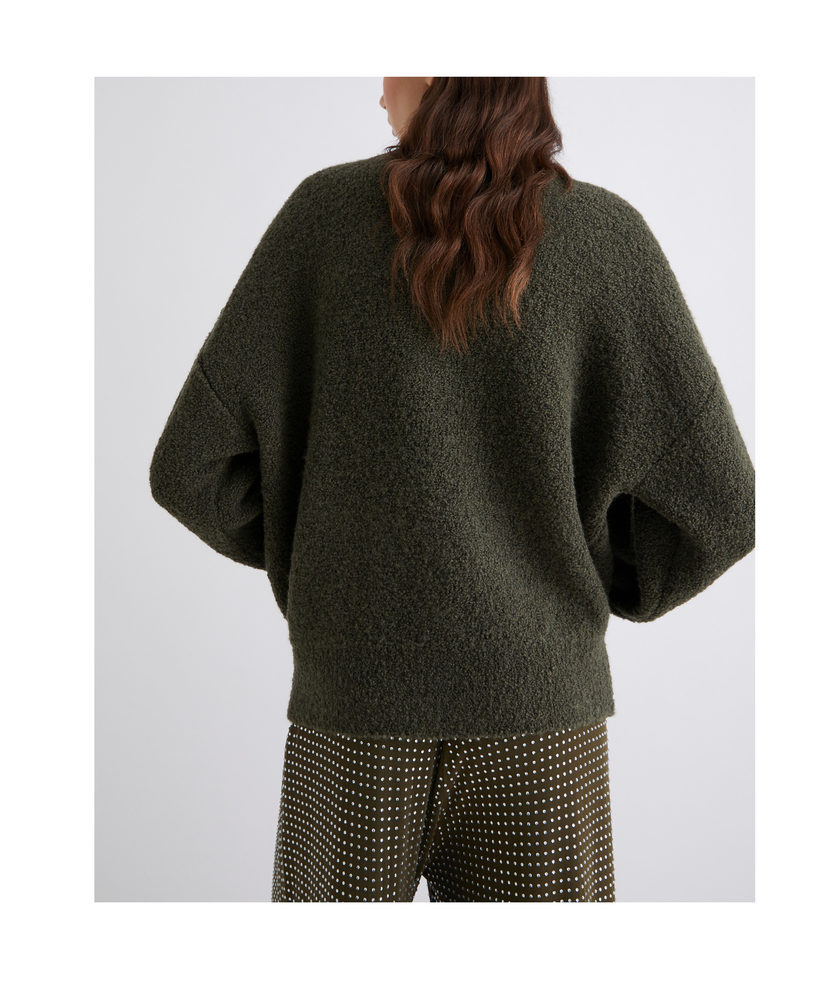 Marella Bouclé Bomber Jacket - Kaki In Green
