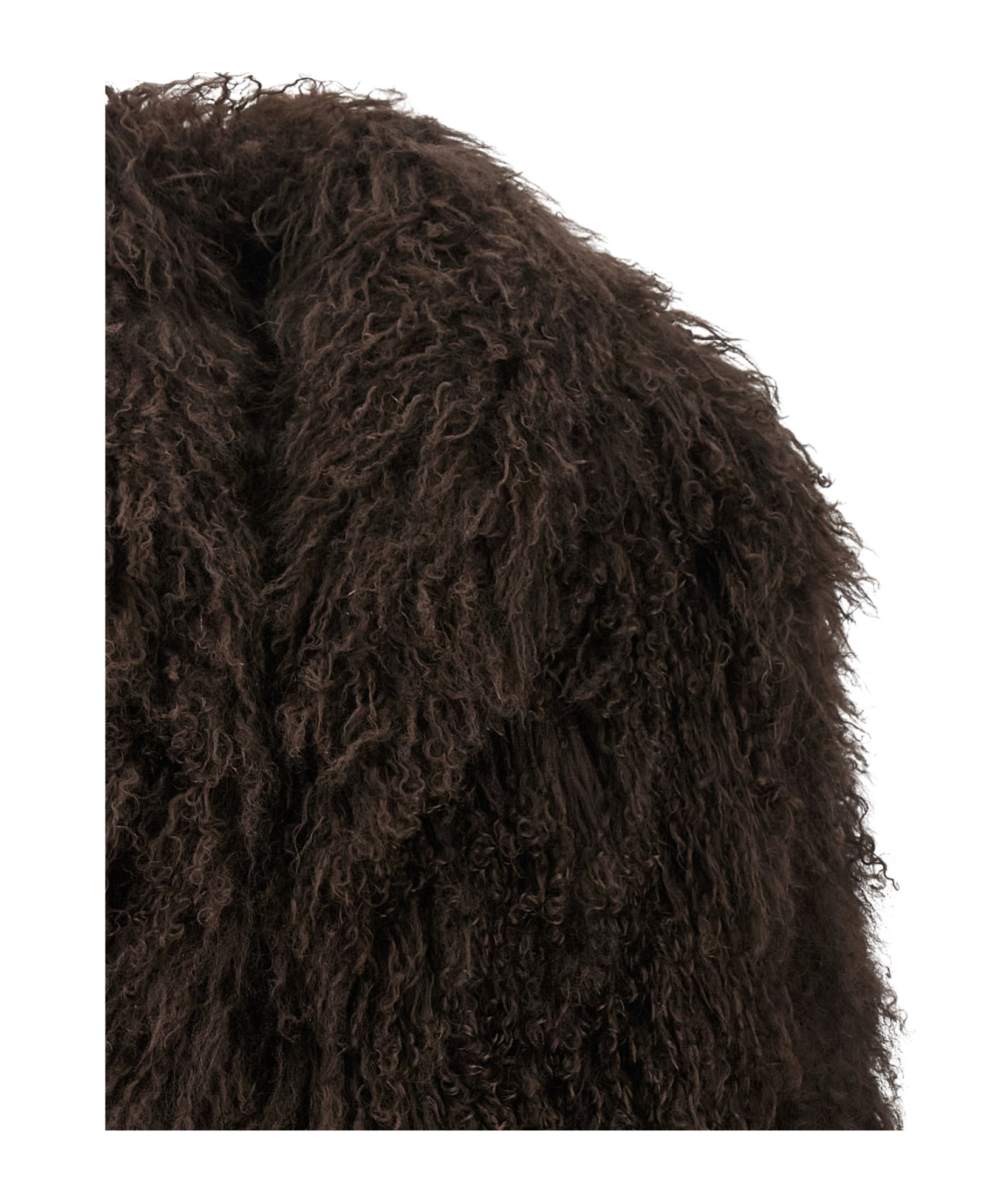 Yves Salomon Luxurious Long Faux Fur Jacket In Brown