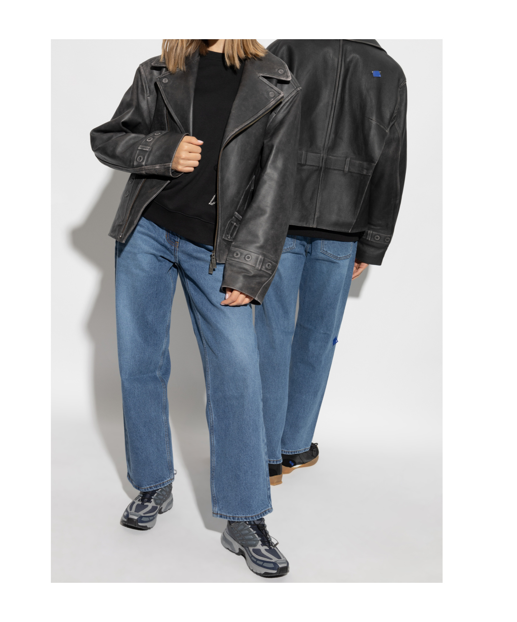 Ader Error Long-sleeved Leather Jacket In Black
