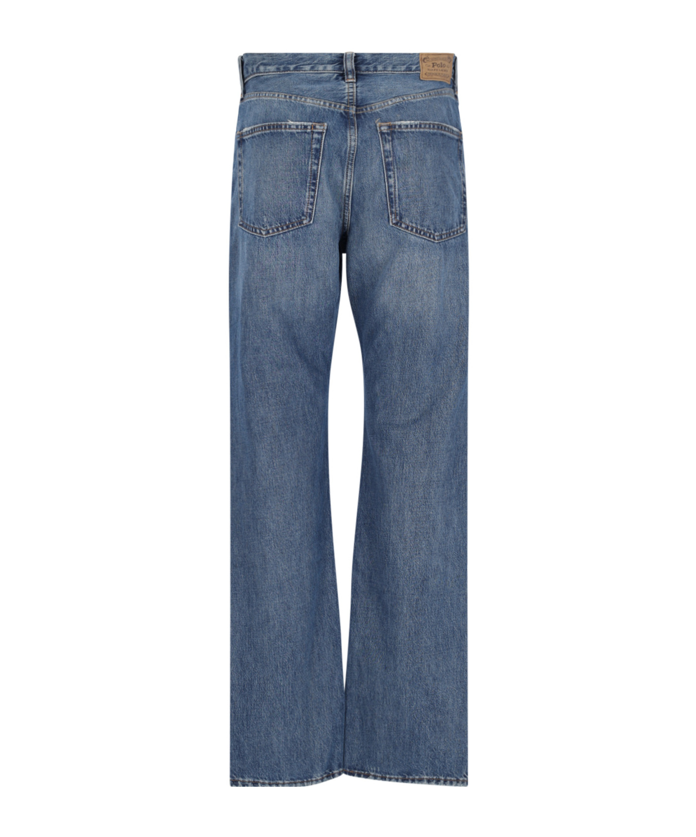 Polo Ralph Lauren Straight Leg Trousers Distressed Detail In Blue