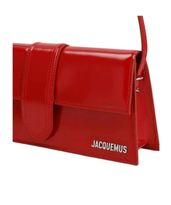Jacquemus Patent Leather Le Bambino Long Shoulder Bag In Red