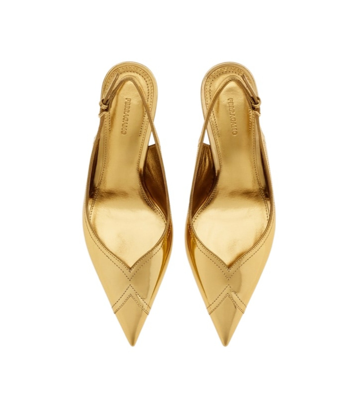 Ferragamo Slingback With Contrasting Inlays In Nude