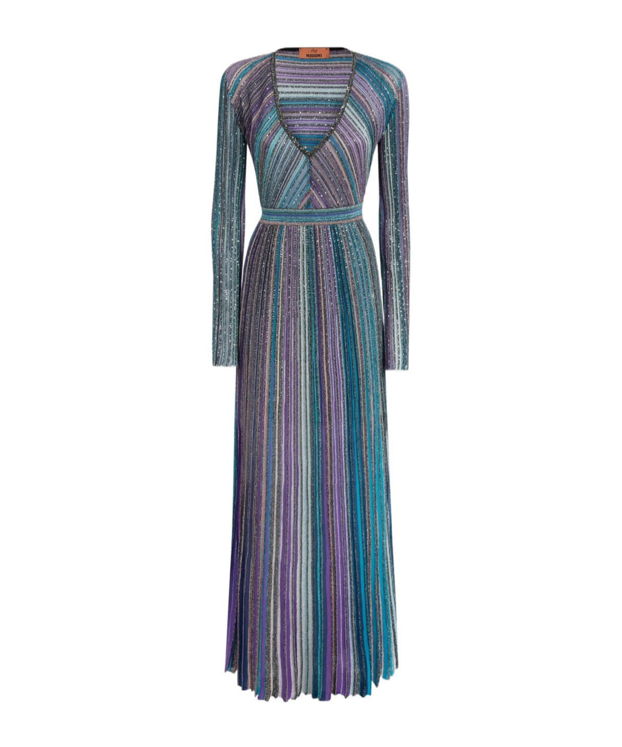 Shop Missoni Sequin-embellished Ribbed Maxi Dress In Blue