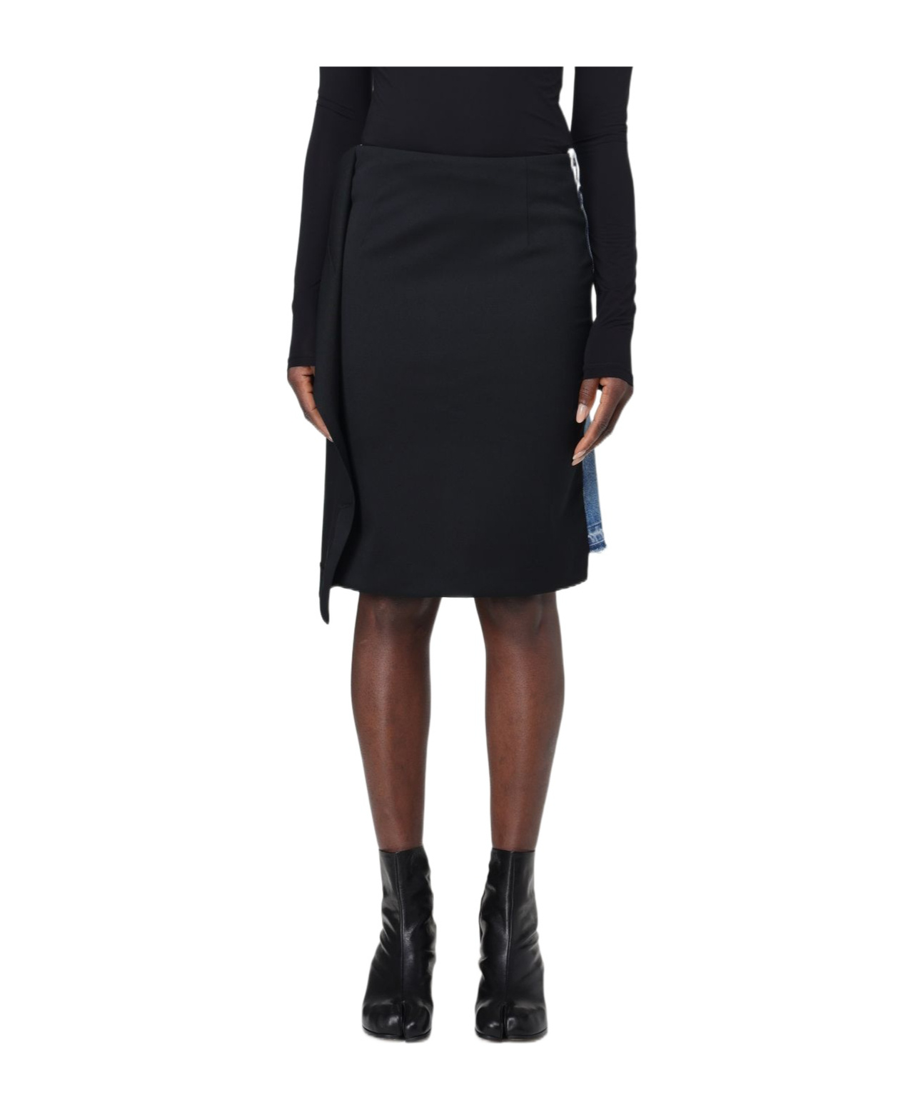 Mm6 Maison Margiela Panelled Denim Miniskirt In Black