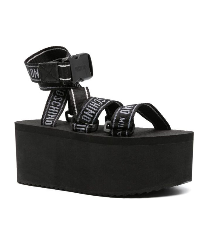 MOSCHINO LOGO-STRAP PLATFORM SANDALS 