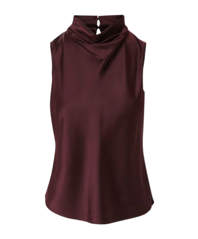 Veronica Beard Tam Cowl Neck Sleeveless Silk Blend Top In Red