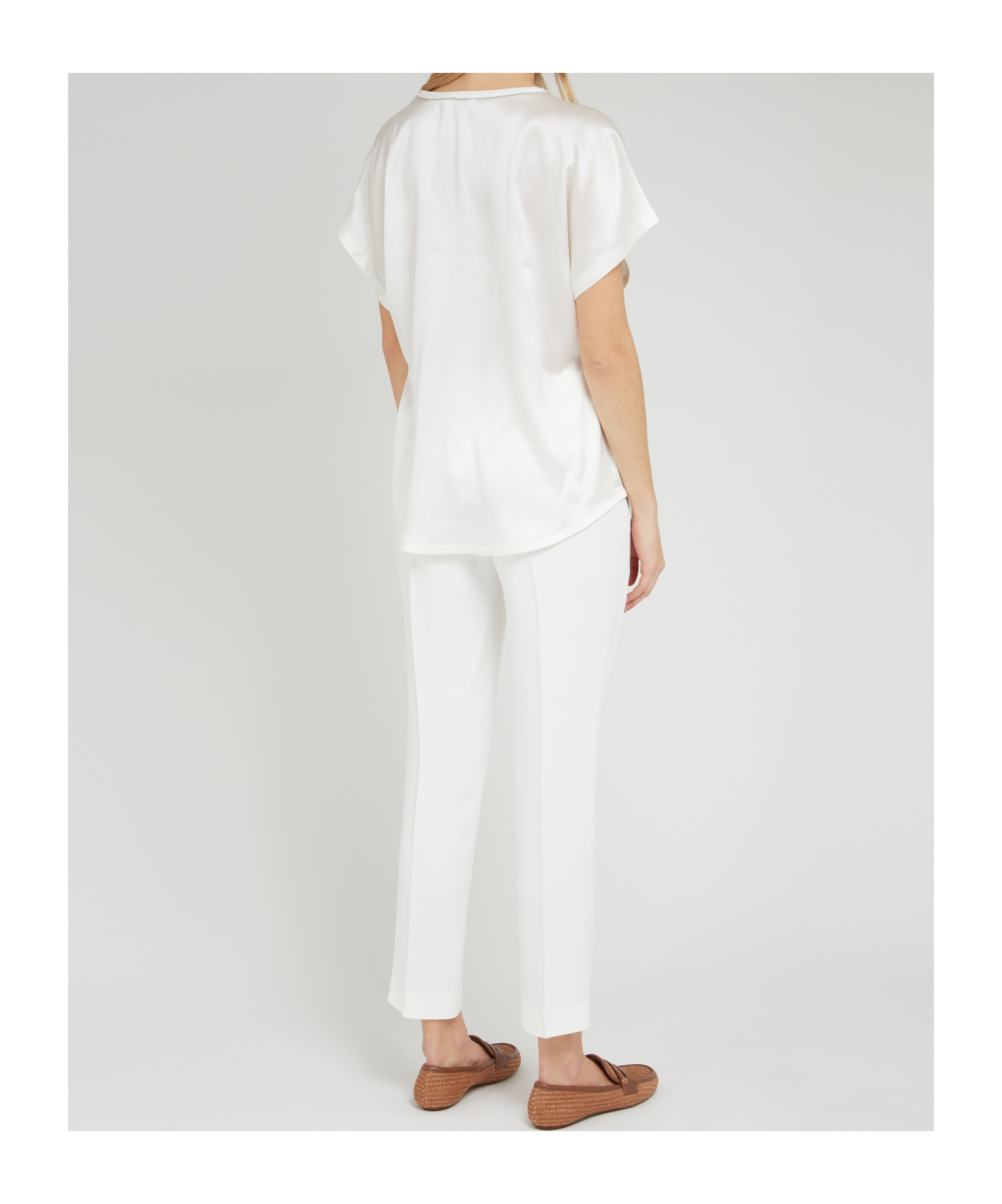 Brunello Cucinelli Satin Blouse In White