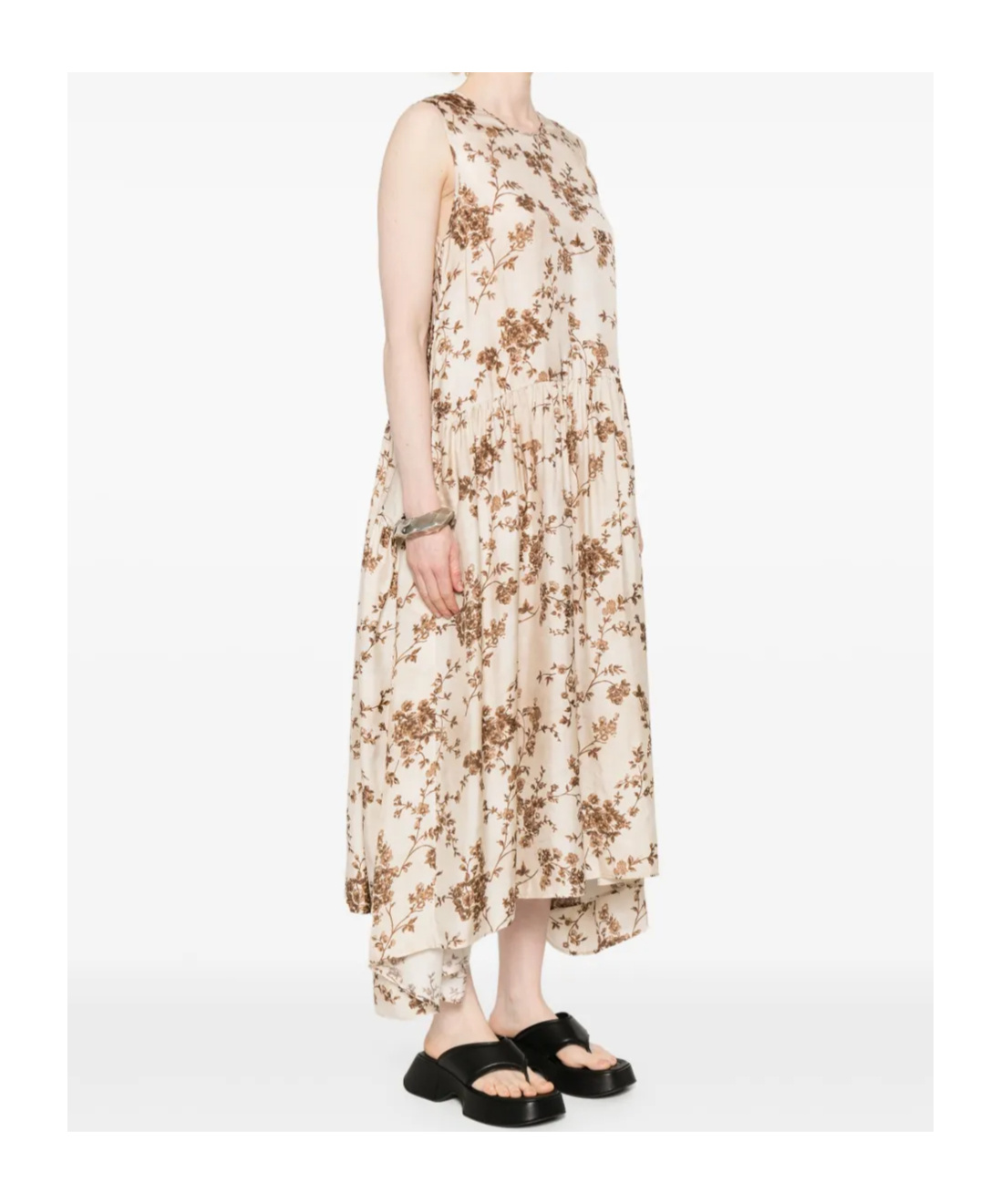 Uma Wang Avery Dress Woman White And Brown In White/brown