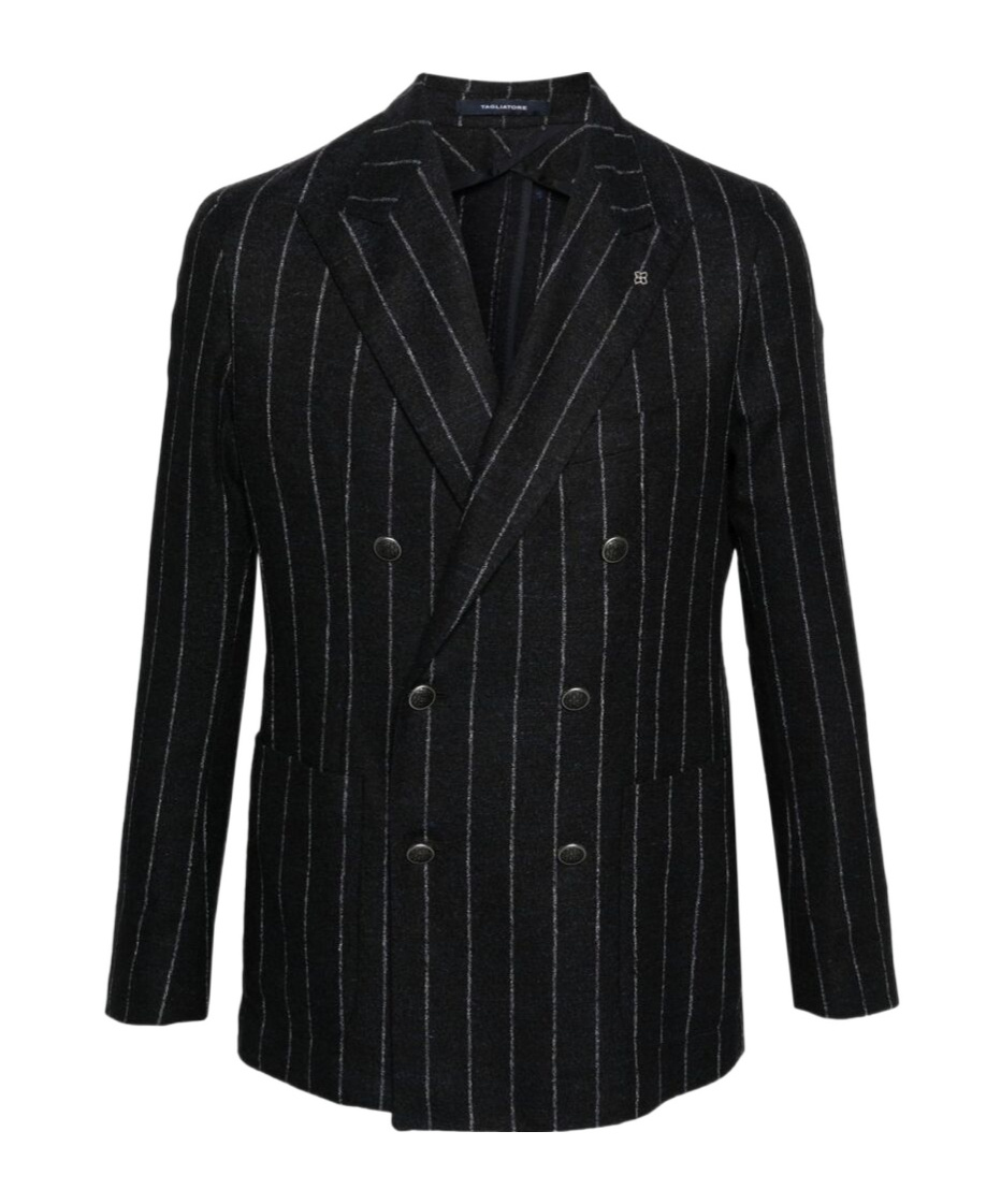Shop Tagliatore Long-sleeved Suit Jacket In Black