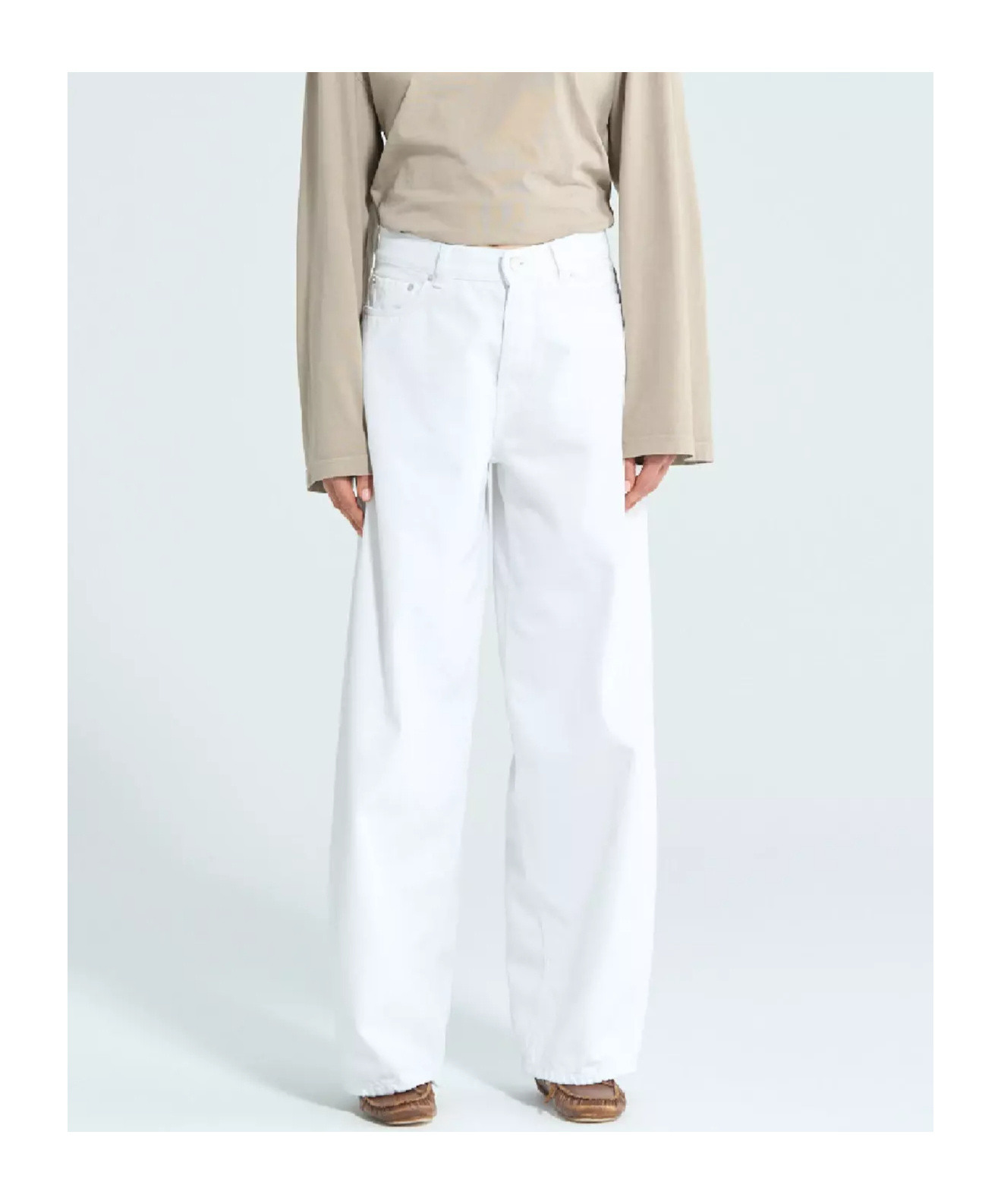 Shop Haikure Korea Optical White Flare Jeans