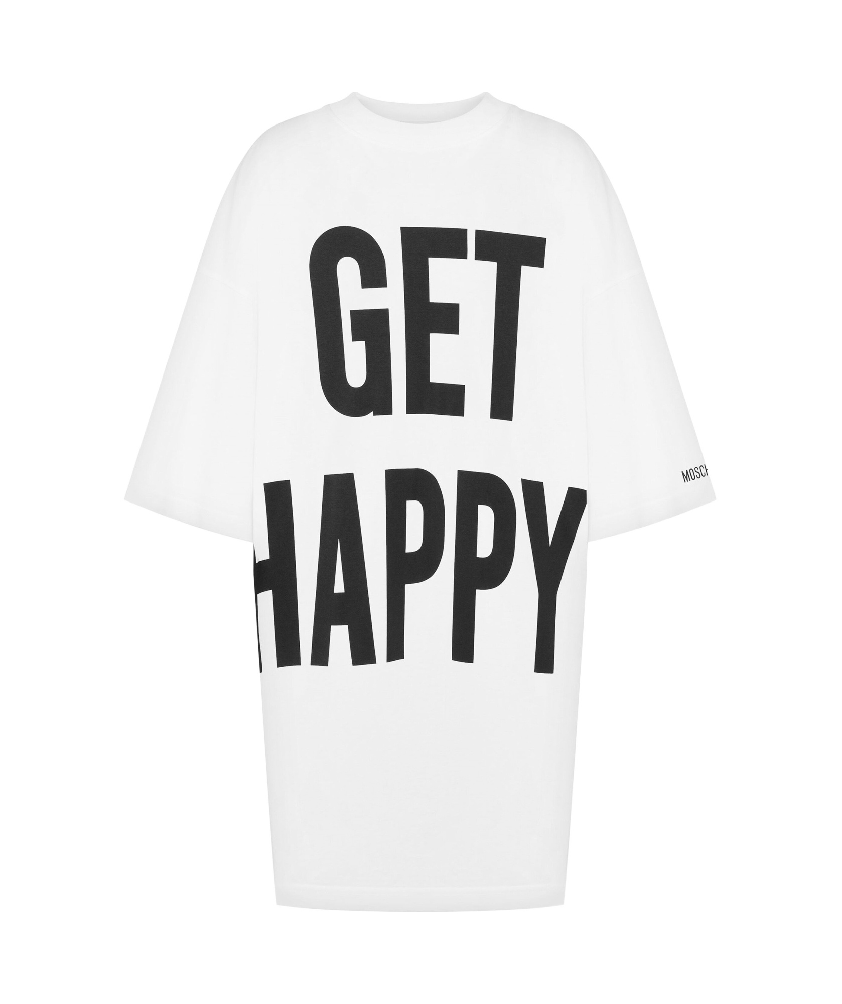 Moschino Crew Neck Oversized Fit Graphic Print Dress In White