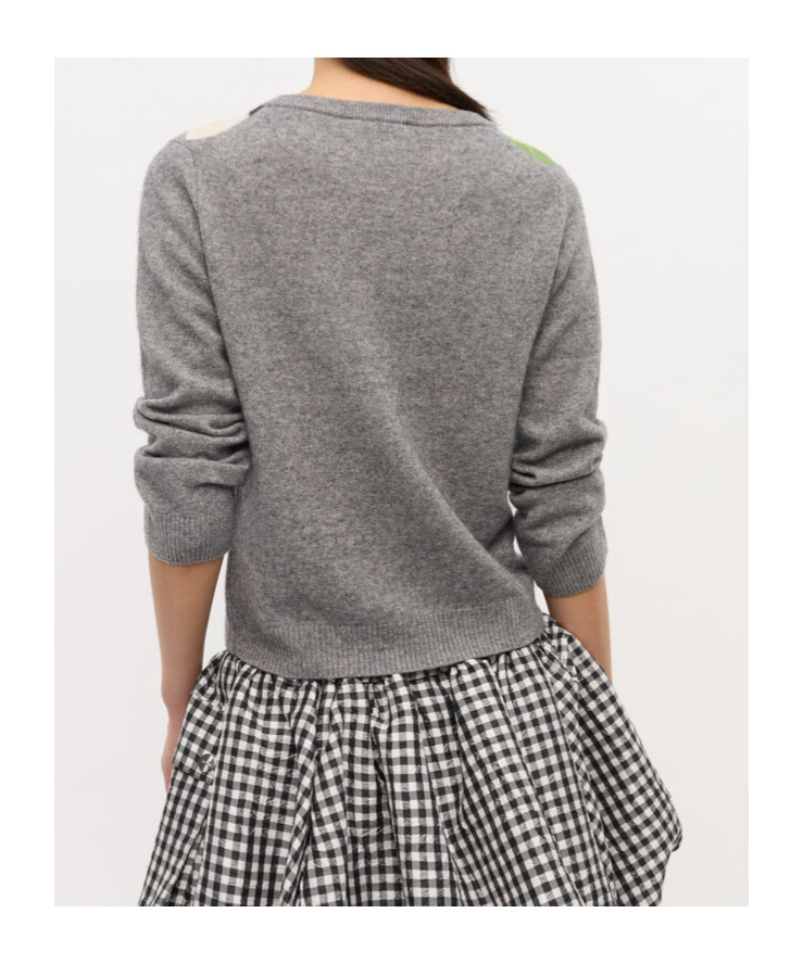 Ganni Argyle-pattern Logo-embroidered Cardigan In Multi