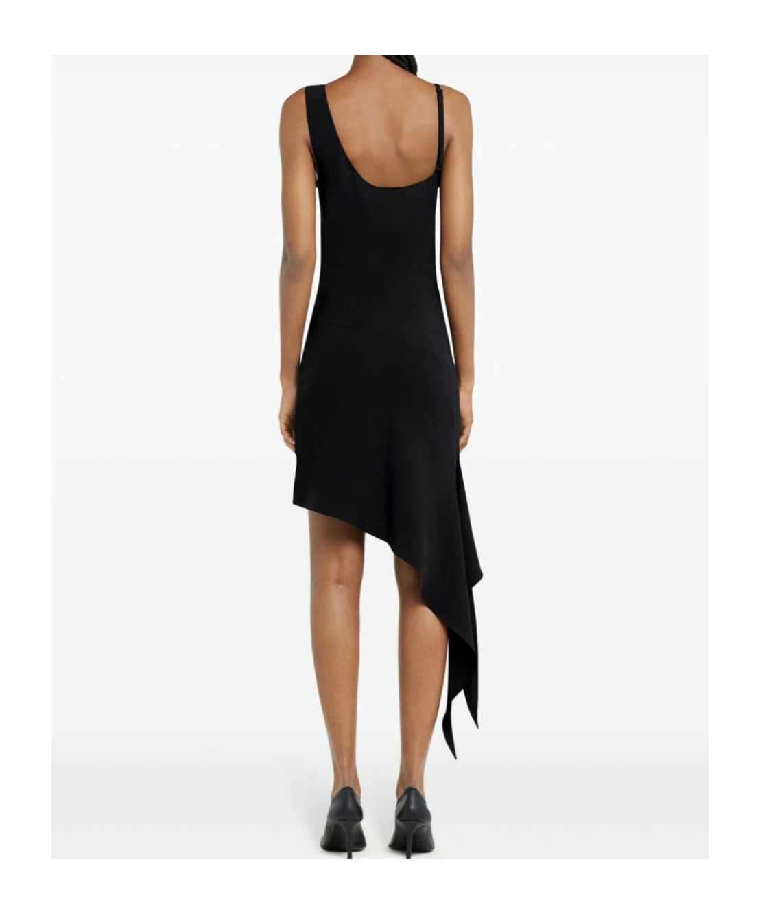 Courrèges Knot Asymmetric Midi Dress In Black