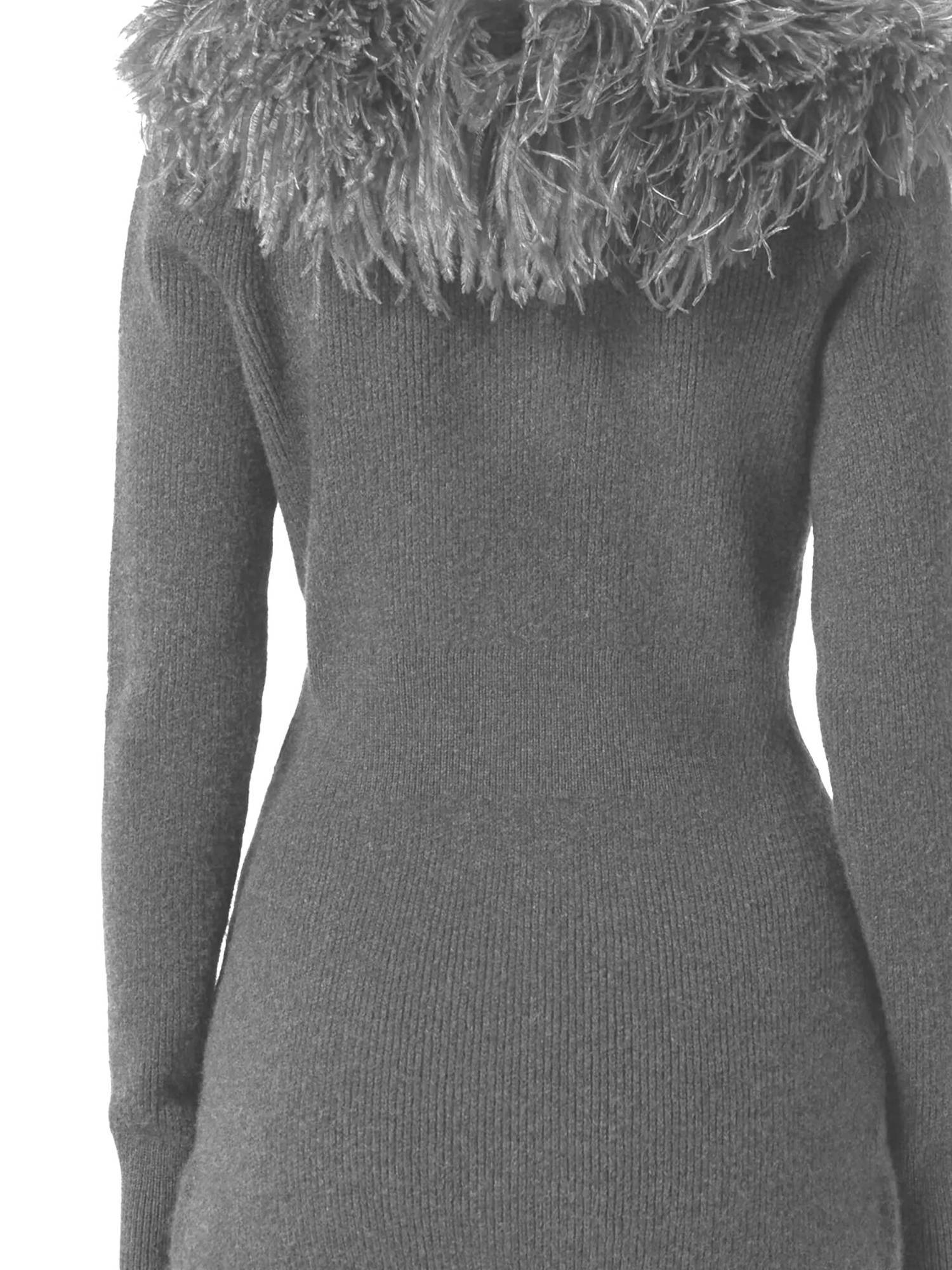 Blumarine Long-sleeved Cardigan In Gray