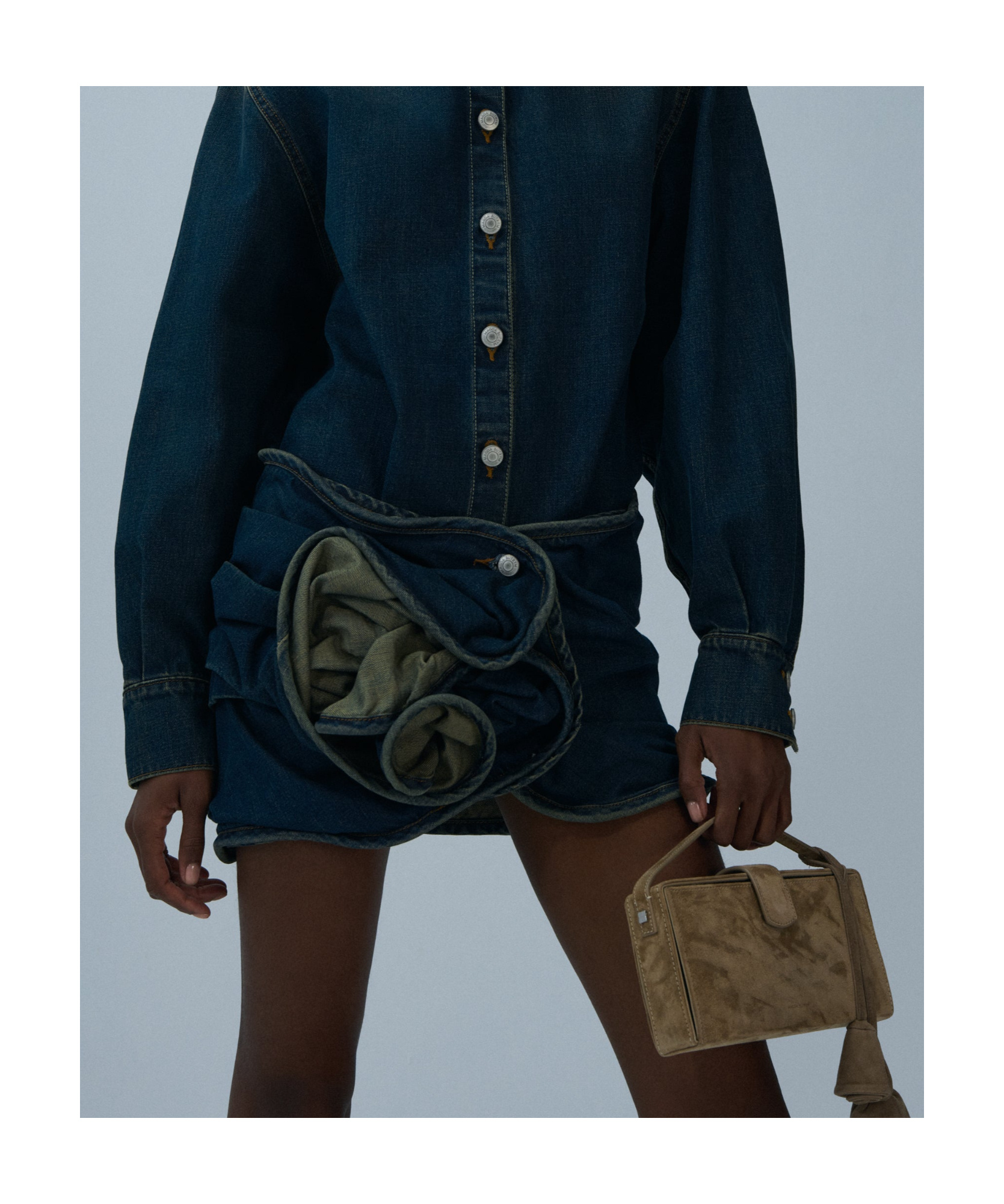 Magda Butrym Asymmetric Button High Waist Mini Skirt In Blue