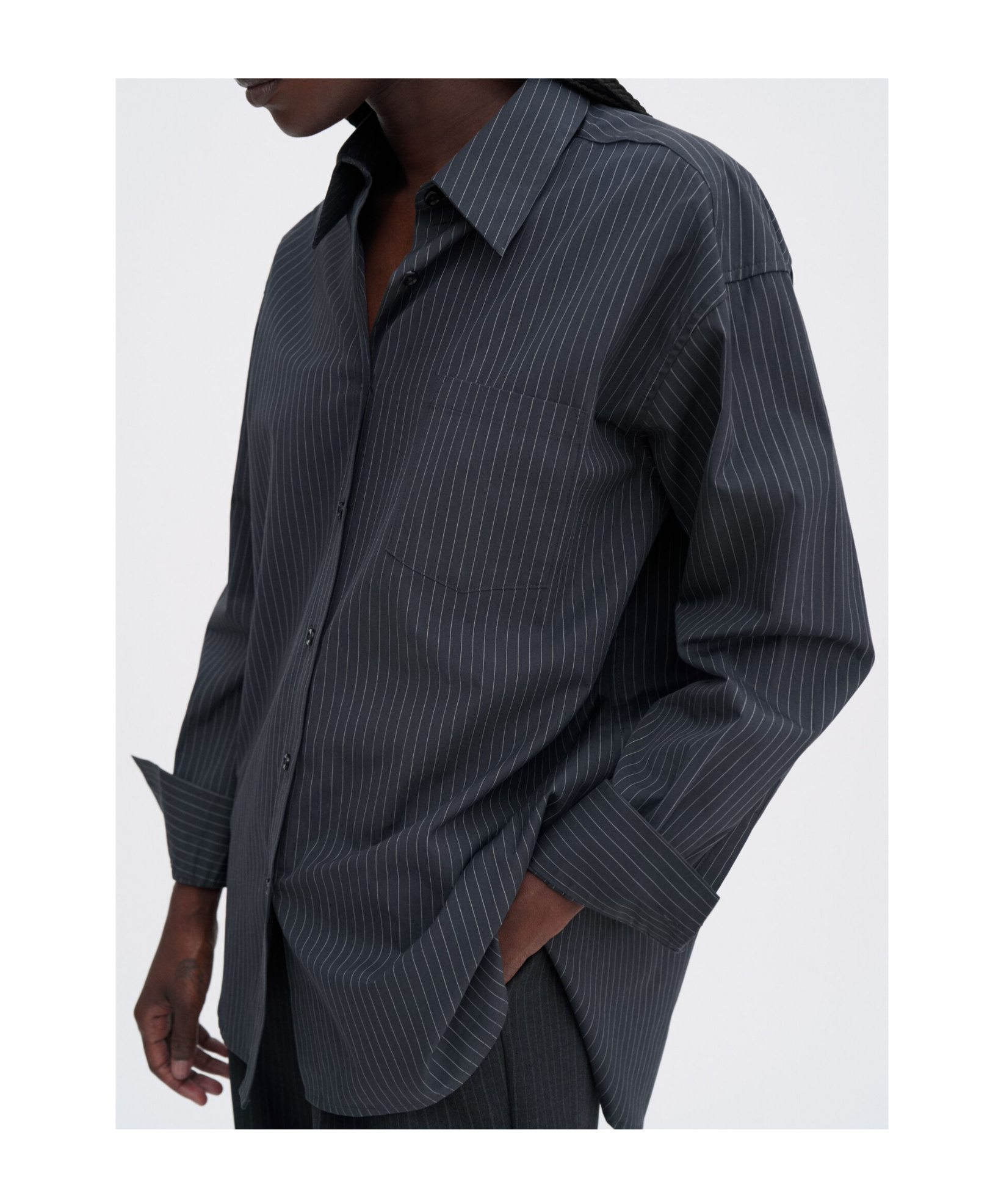 Filippa K Sammy Pinstripe Shirt In Black