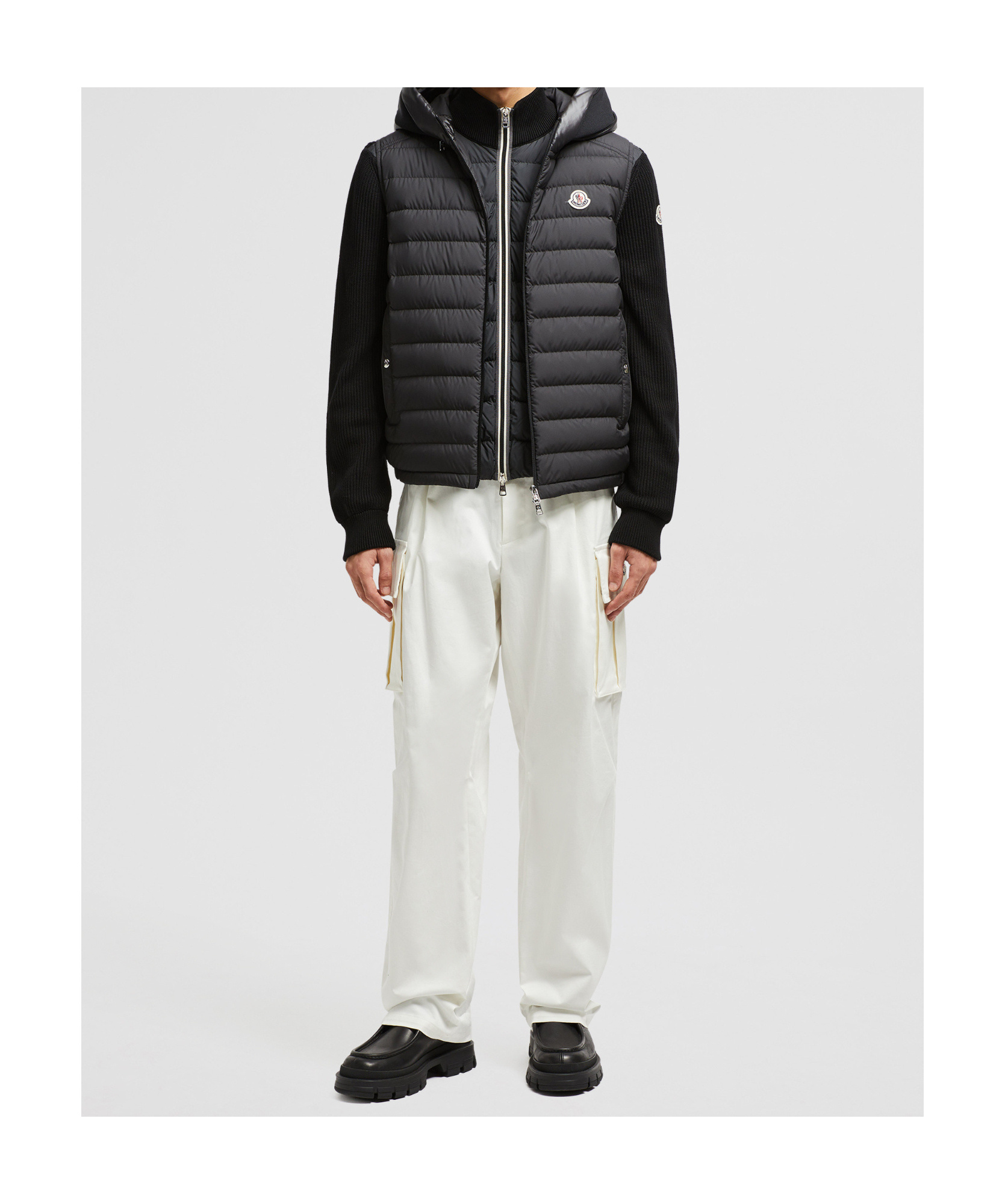 Moncler Sleeveless Hooded Padded Down Jacket With Side Pockets In Black
