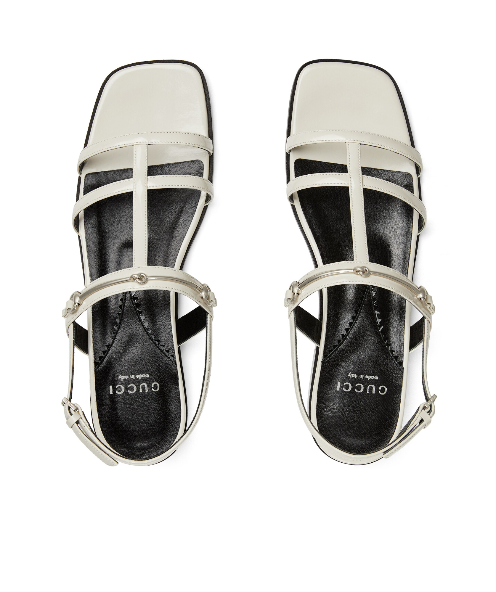 Gucci Horse Bit Buckle Flat Sandals In White