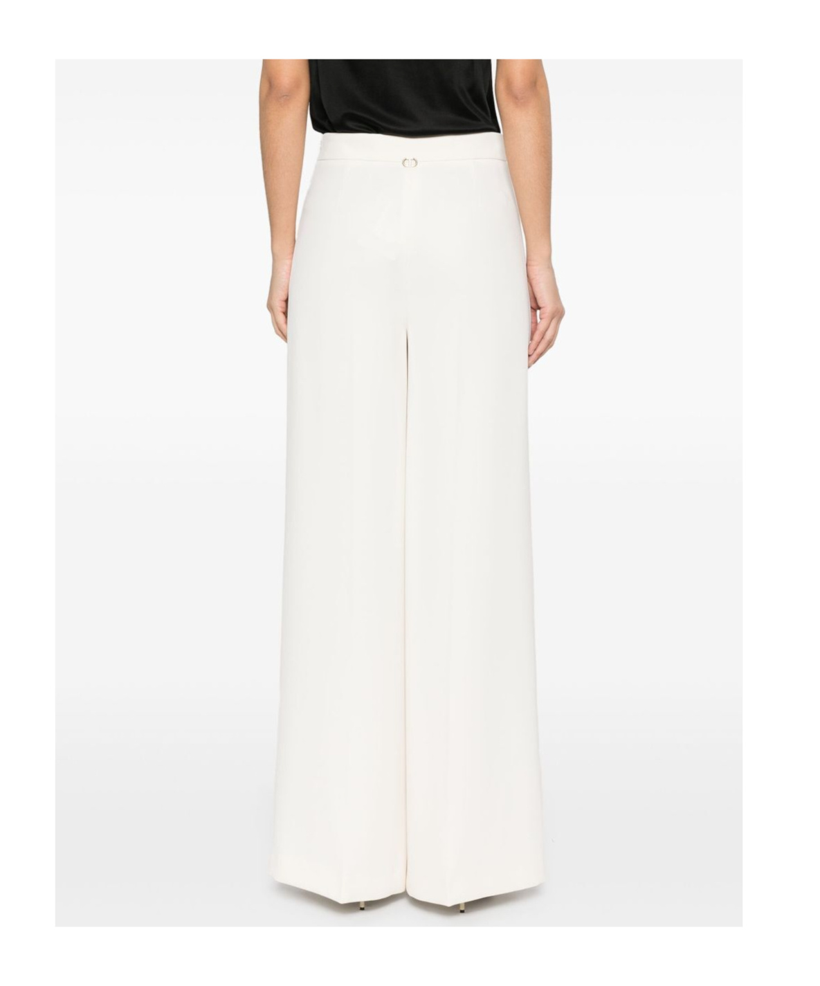 Shop Twinset Crepe Palazzo Pants In White