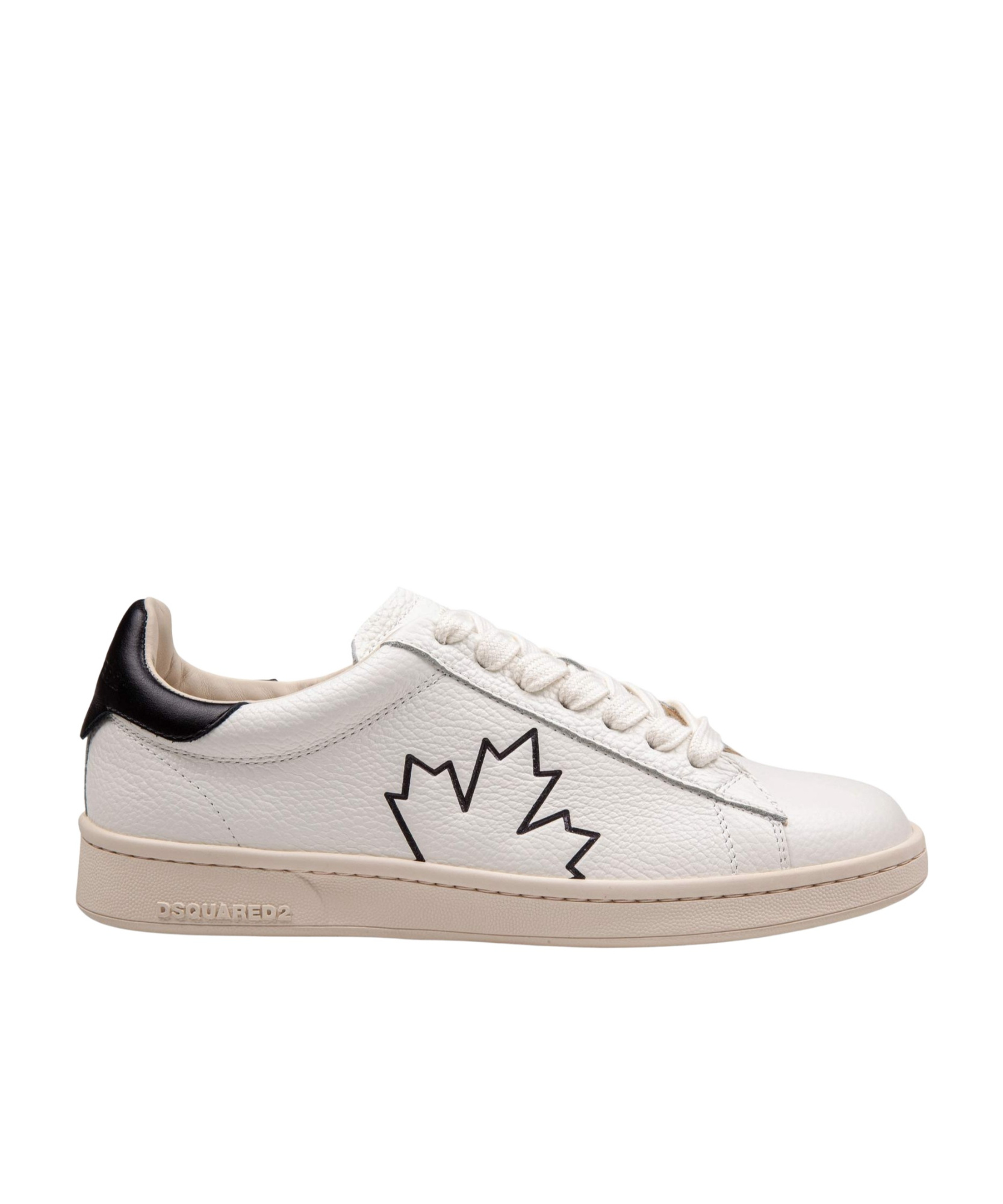 Dsquared2 Boxer Sneakers In Leather Color Black And White In Nude