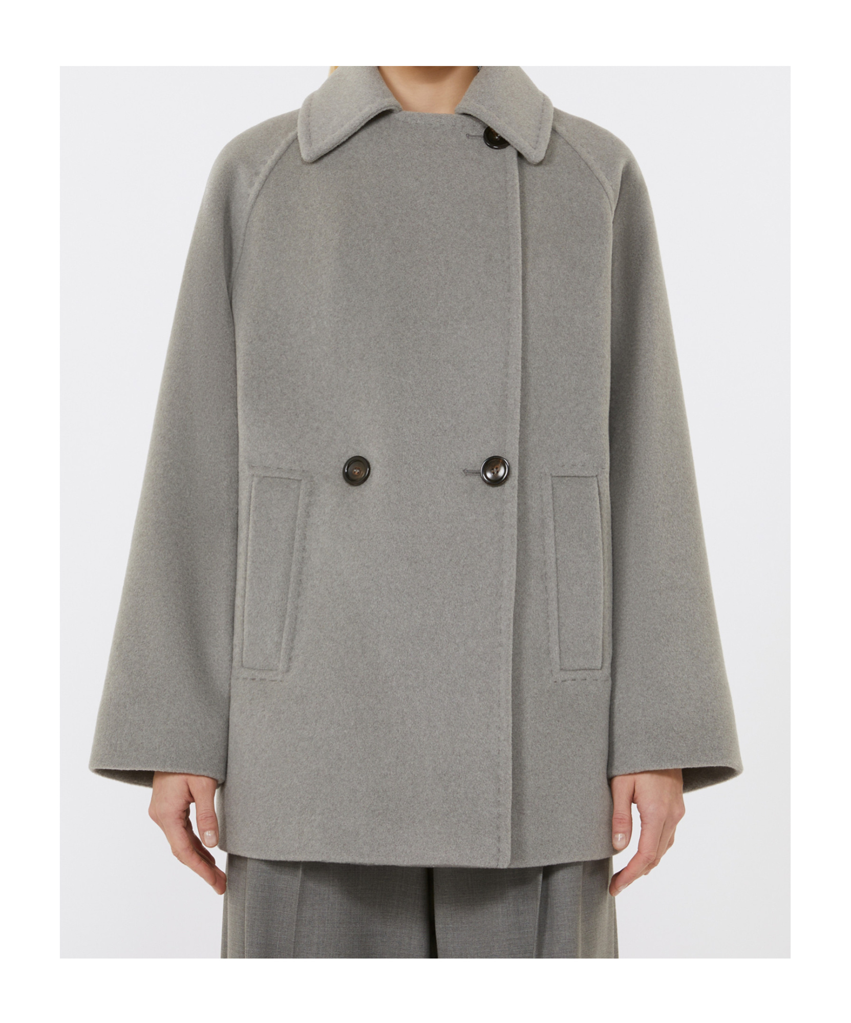 Max Mara Double-breasted Wool Peacoat In Gray