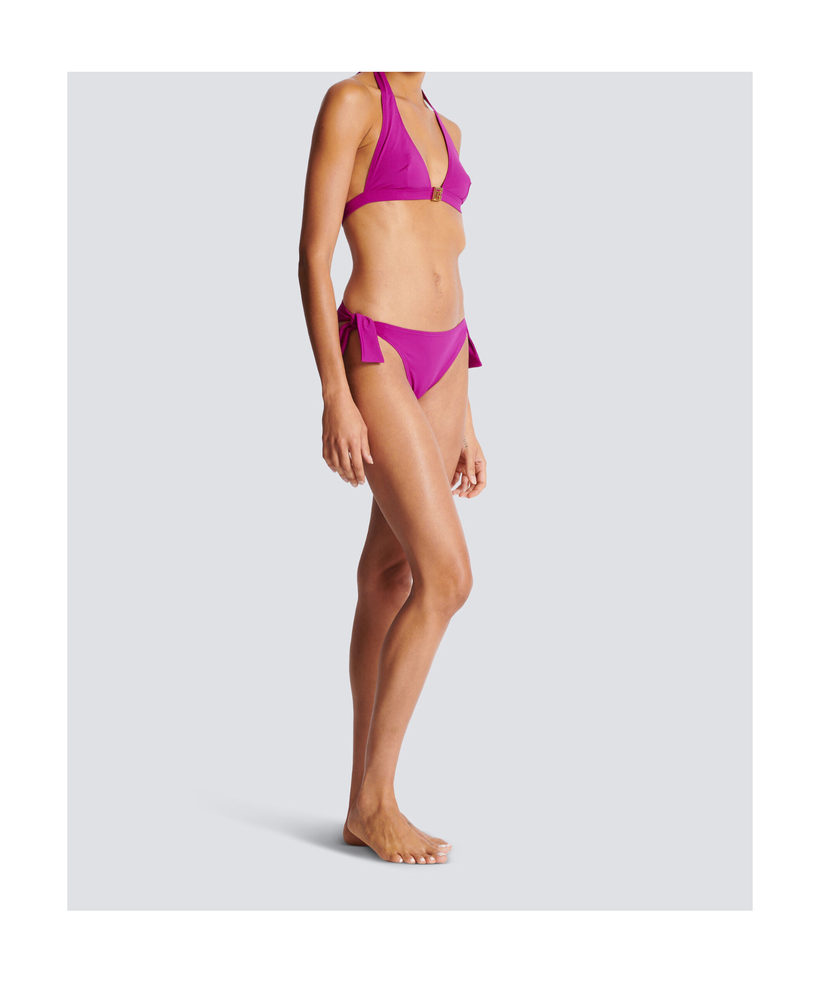 Balmain Two-piece Pb Logo Swimsuit In Purple