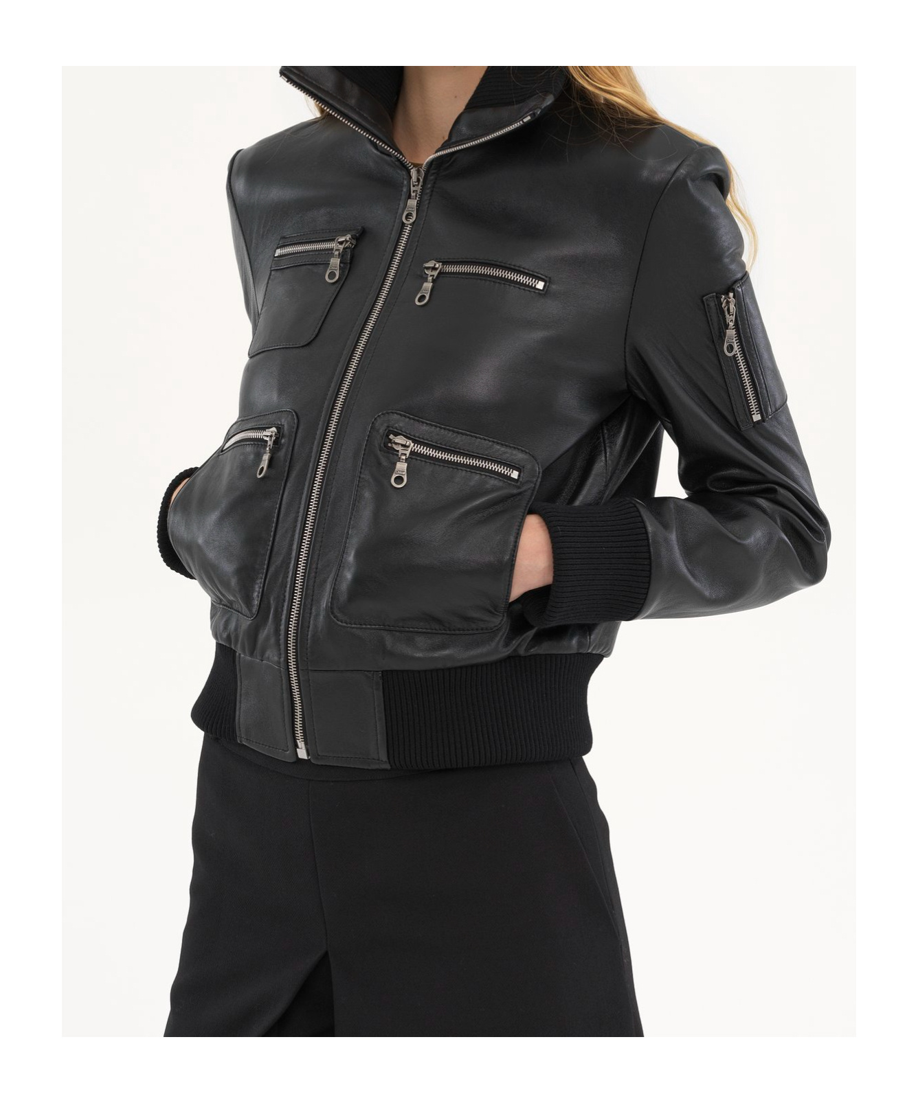 Chloé Long-sleeved Leather Jacket In Black