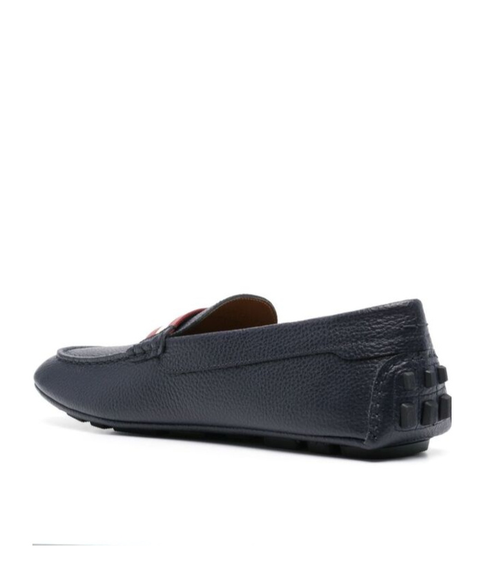 Bally Textured Leather Moccasin In Black